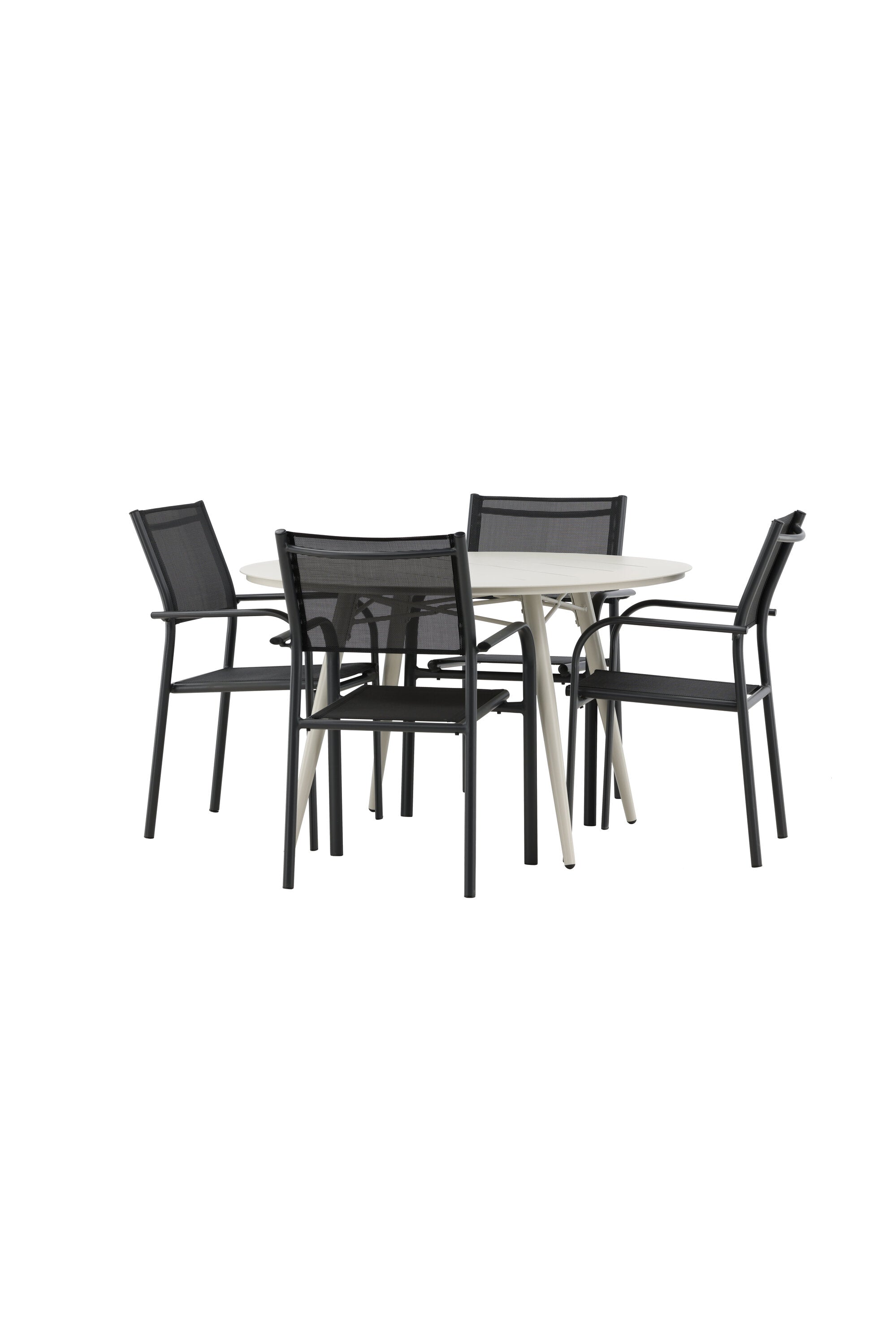 Lina Outdoor-Tischset + Santorini ⌀120cm/4St. in Schwarz präsentiert im Onlineshop von KAQTU Design AG. Gartentischset ist von Venture Home
