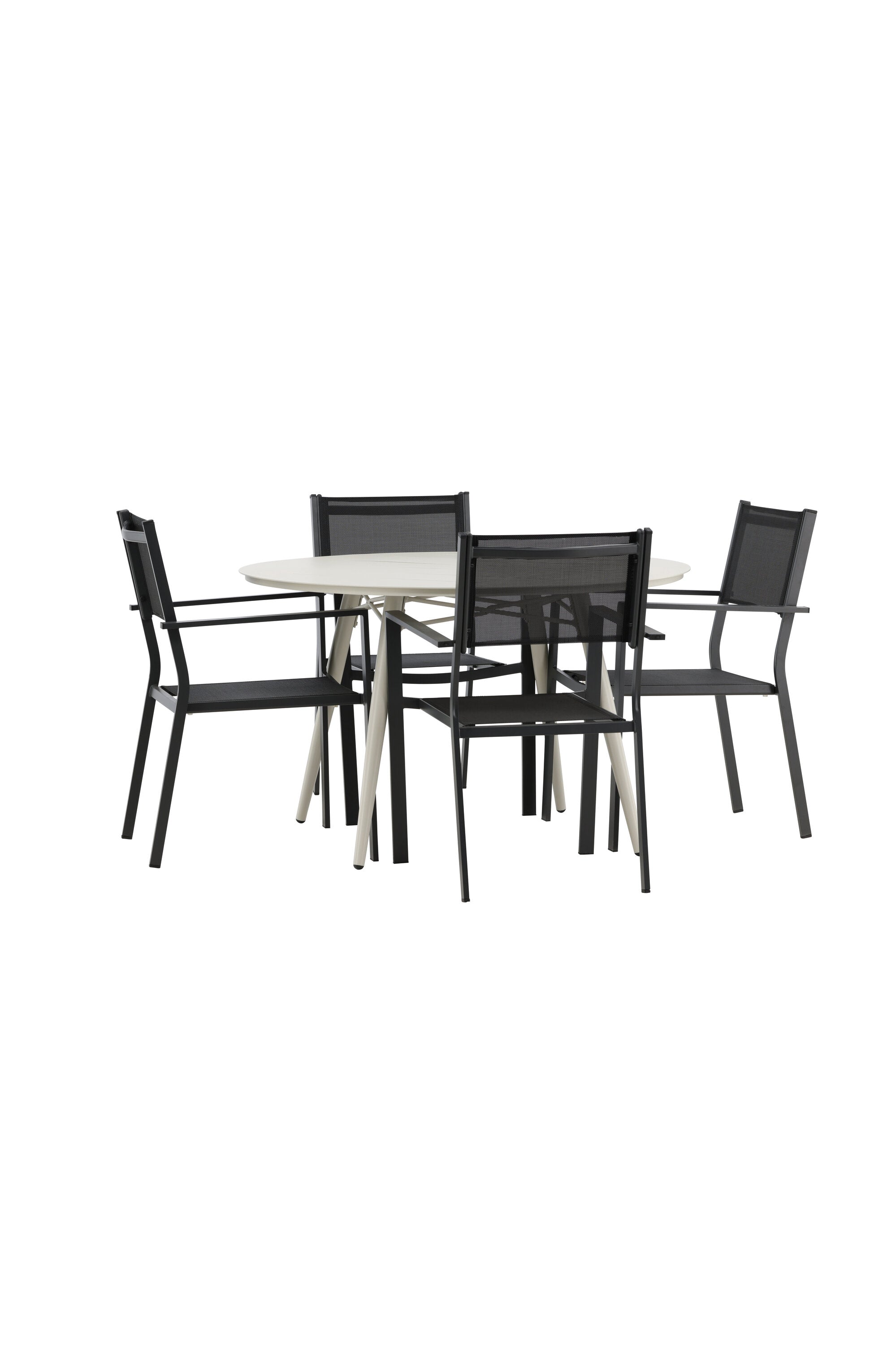Lina Outdoor-Tischset + Copacabana ⌀120cm/4St. in Schwarz präsentiert im Onlineshop von KAQTU Design AG. Gartentischset ist von Venture Home