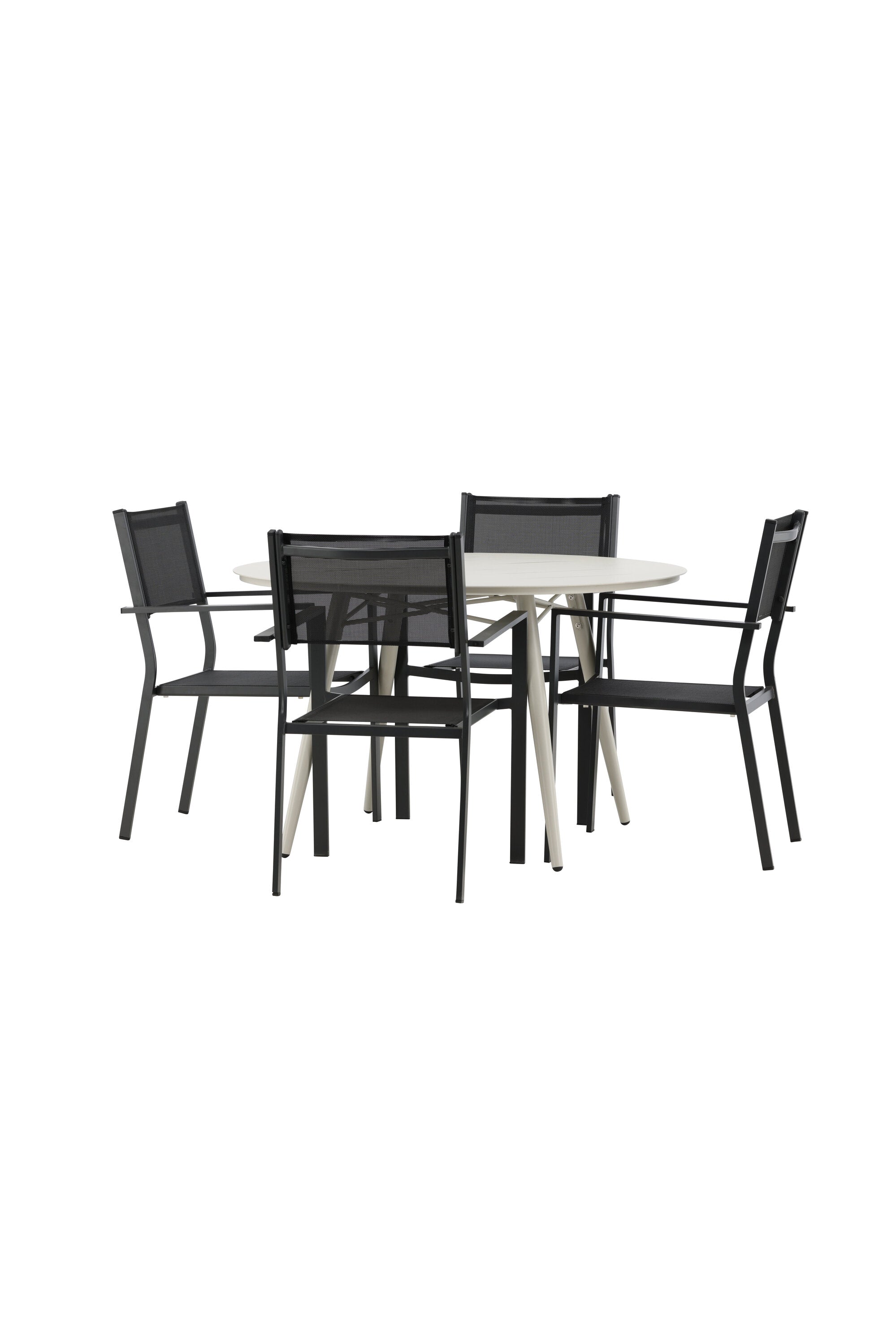 Lina Outdoor-Tischset + Copacabana ⌀120cm/4St. in Schwarz präsentiert im Onlineshop von KAQTU Design AG. Gartentischset ist von Venture Home