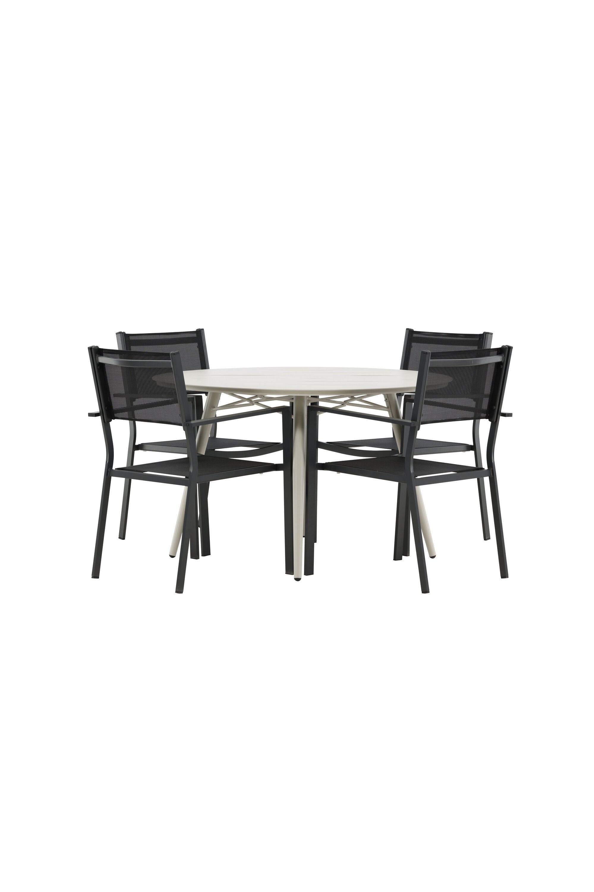 Lina Outdoor-Tischset + Copacabana ⌀120cm/4St. in Schwarz präsentiert im Onlineshop von KAQTU Design AG. Gartentischset ist von Venture Home