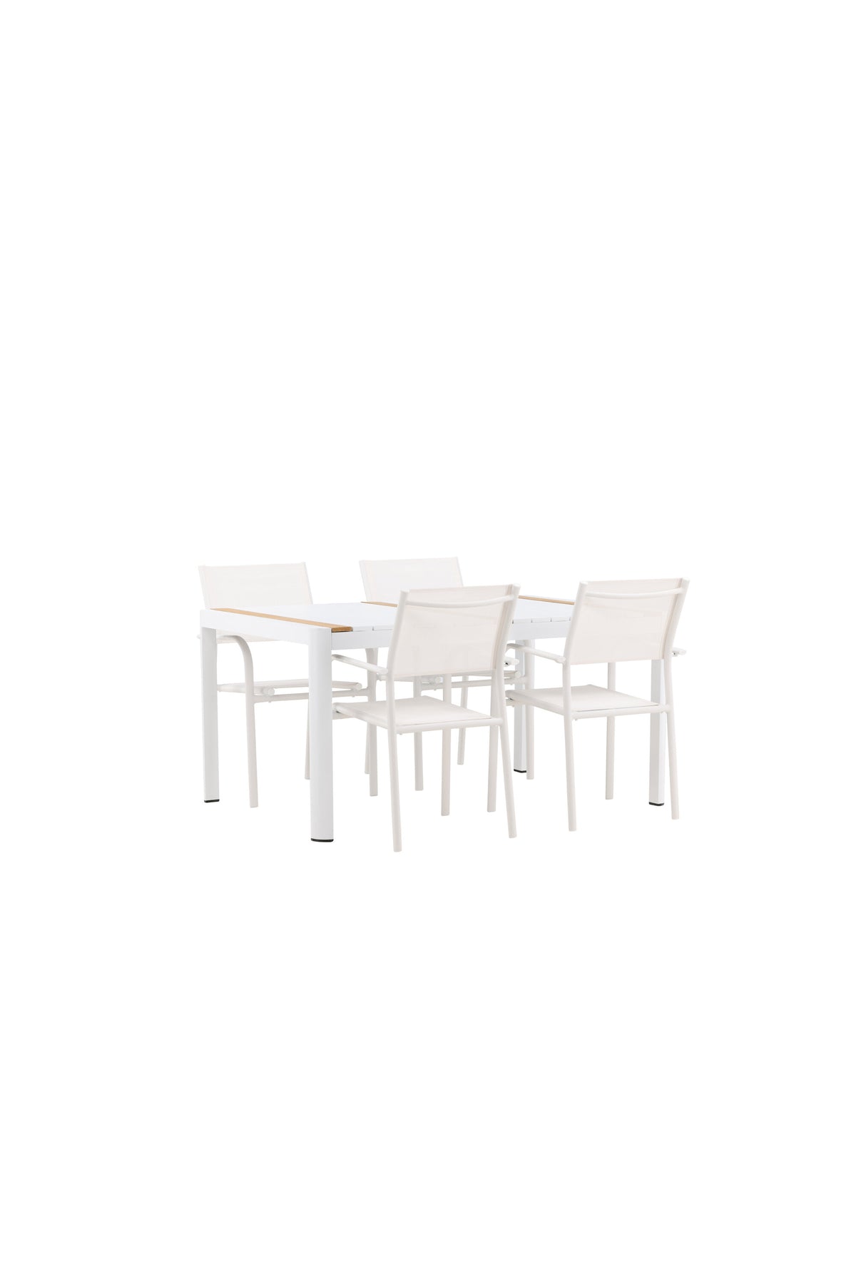 Togo Outdoor-Tischset + Santorini 150cm/4St. in Weiss präsentiert im Onlineshop von KAQTU Design AG. Gartentischset ist von Venture Home