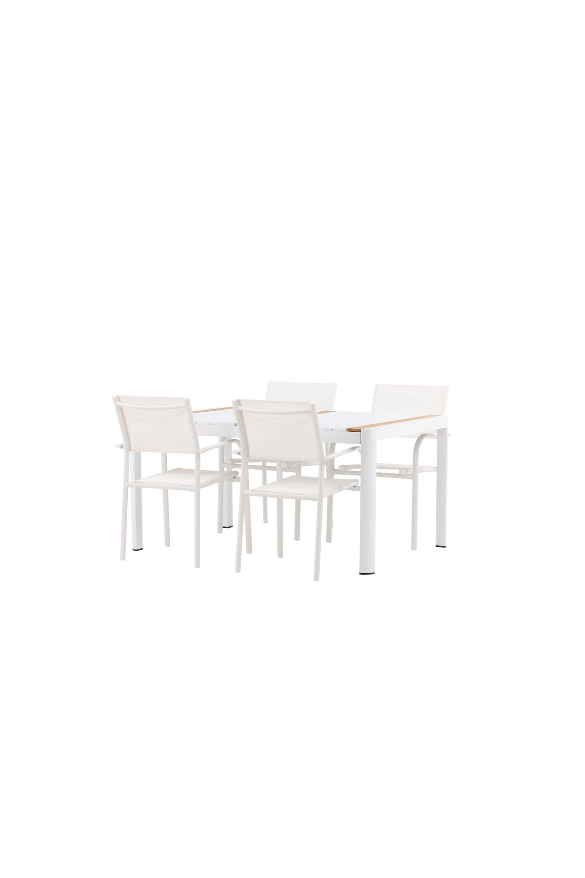 Togo Outdoor-Tischset + Santorini 150cm/4St. in Weiss präsentiert im Onlineshop von KAQTU Design AG. Gartentischset ist von Venture Home