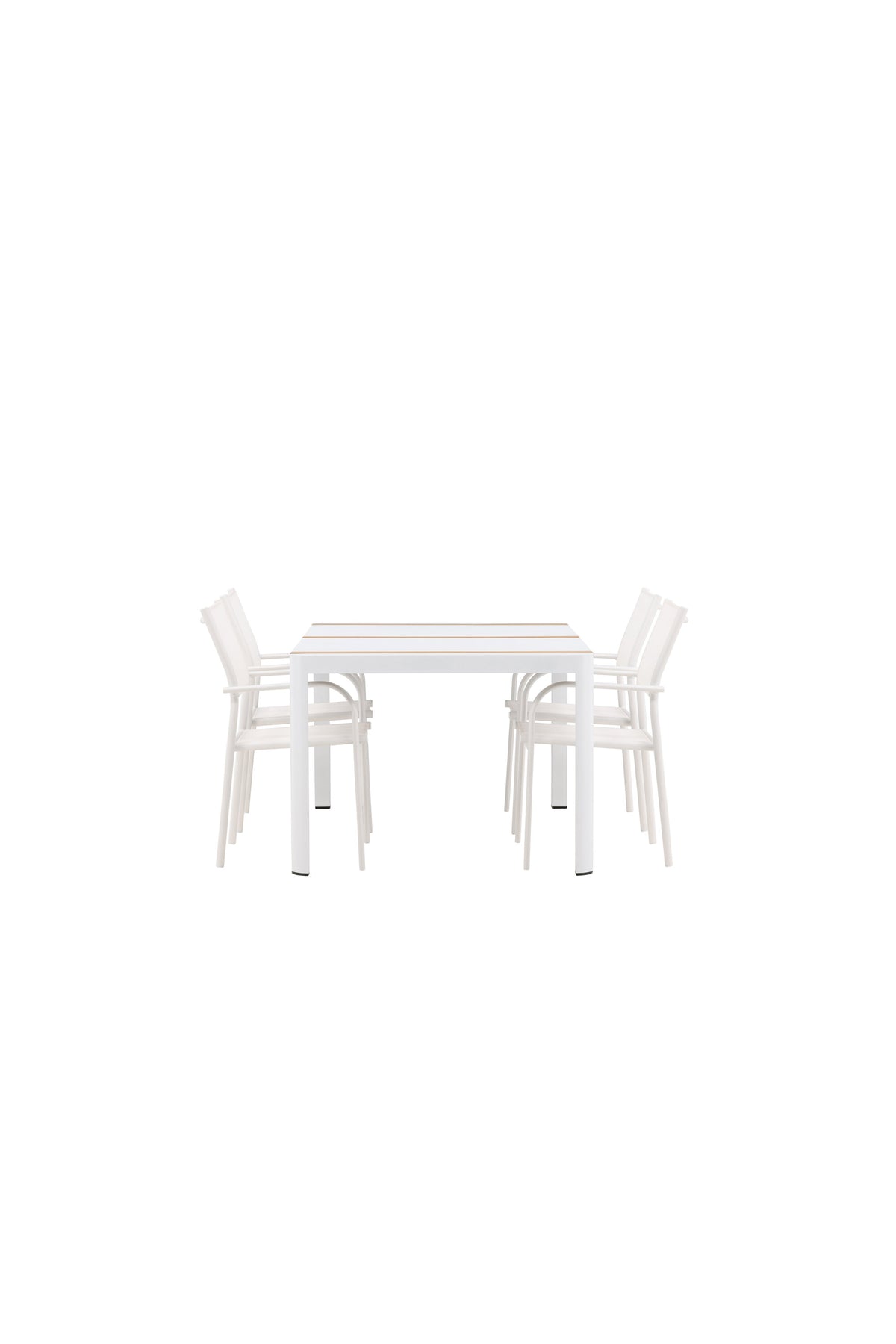 Togo Outdoor-Tischset + Santorini 150cm/4St. in Weiss präsentiert im Onlineshop von KAQTU Design AG. Gartentischset ist von Venture Home