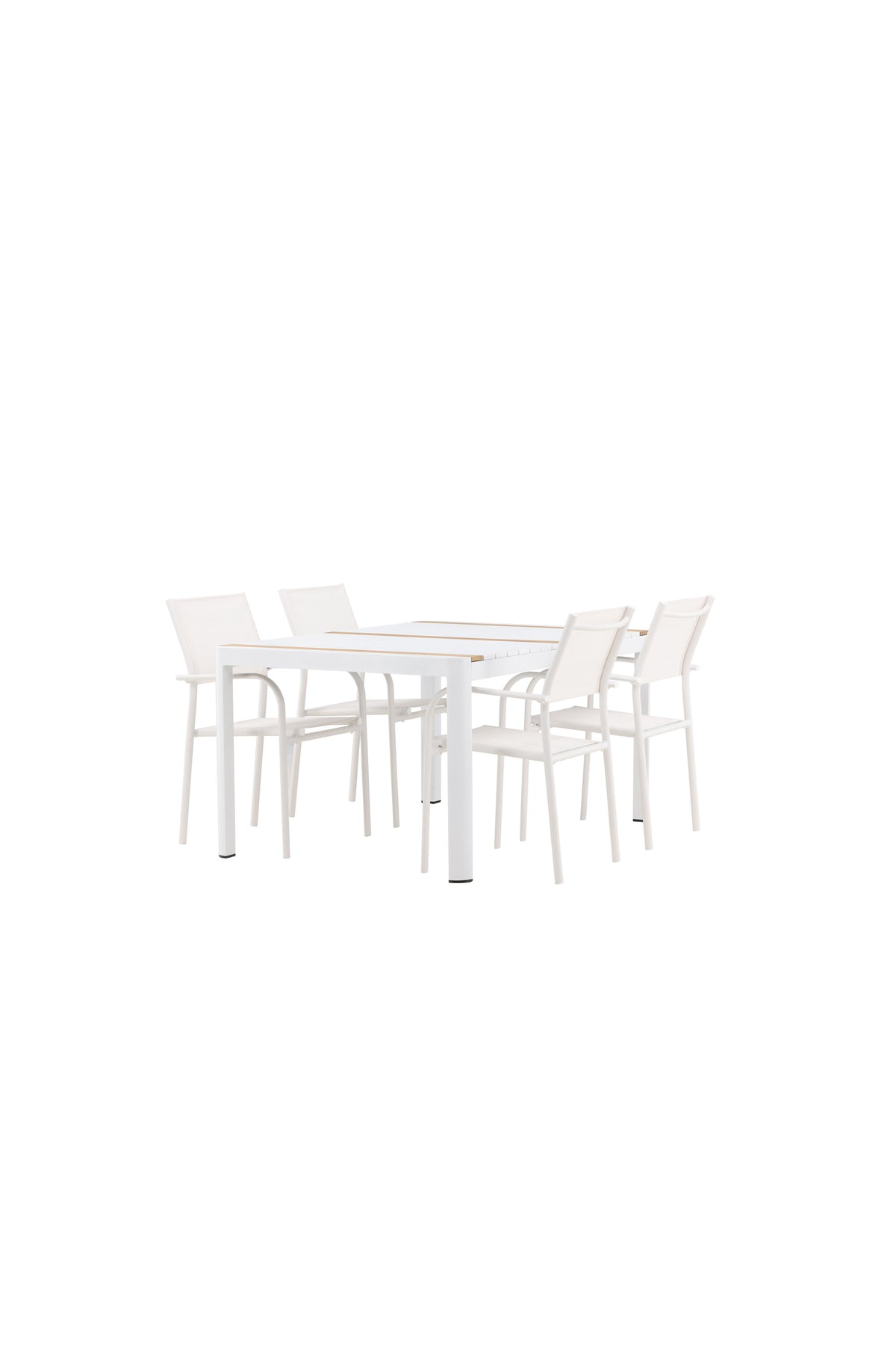 Togo Outdoor-Tischset + Santorini 150cm/4St. in Weiss präsentiert im Onlineshop von KAQTU Design AG. Gartentischset ist von Venture Home