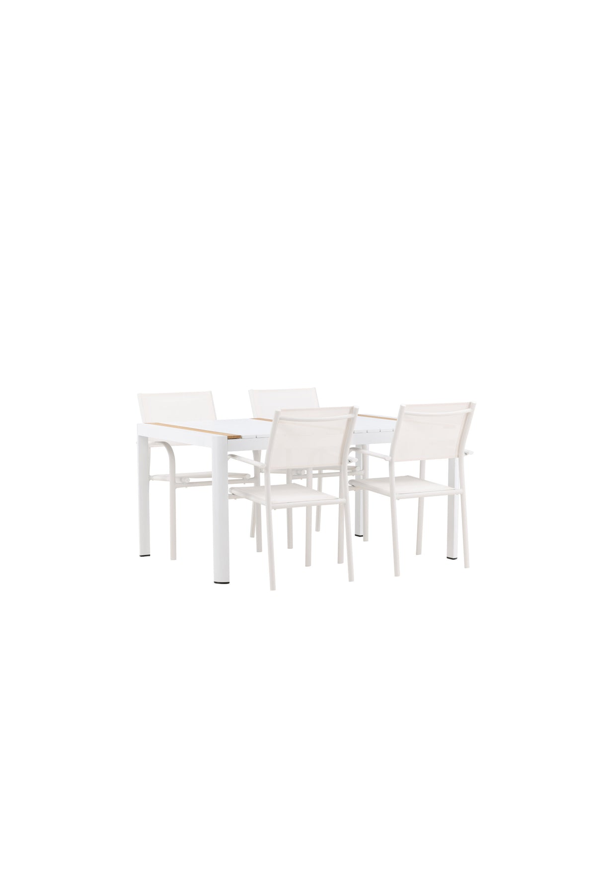 Togo Outdoor-Tischset + Santorini 150cm/4St. in Weiss präsentiert im Onlineshop von KAQTU Design AG. Gartentischset ist von Venture Home
