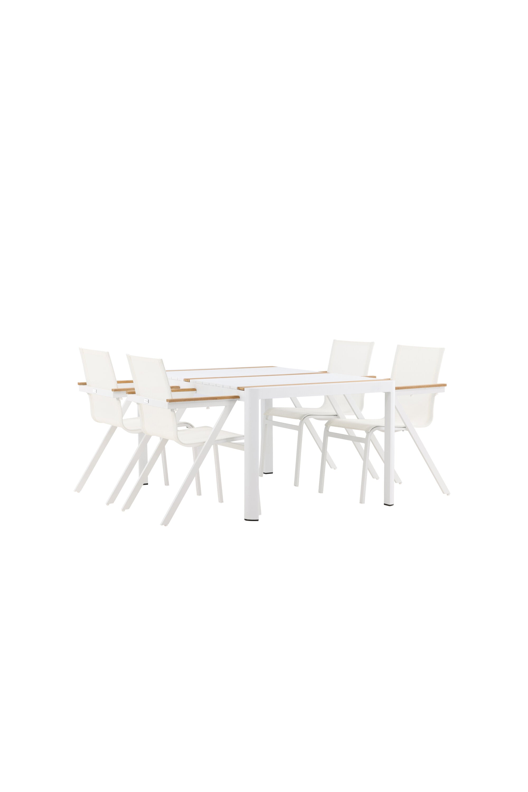 Togo Outdoor-Tischset + Mexico 150cm/4St. in Weiss präsentiert im Onlineshop von KAQTU Design AG. Gartentischset ist von Venture Home