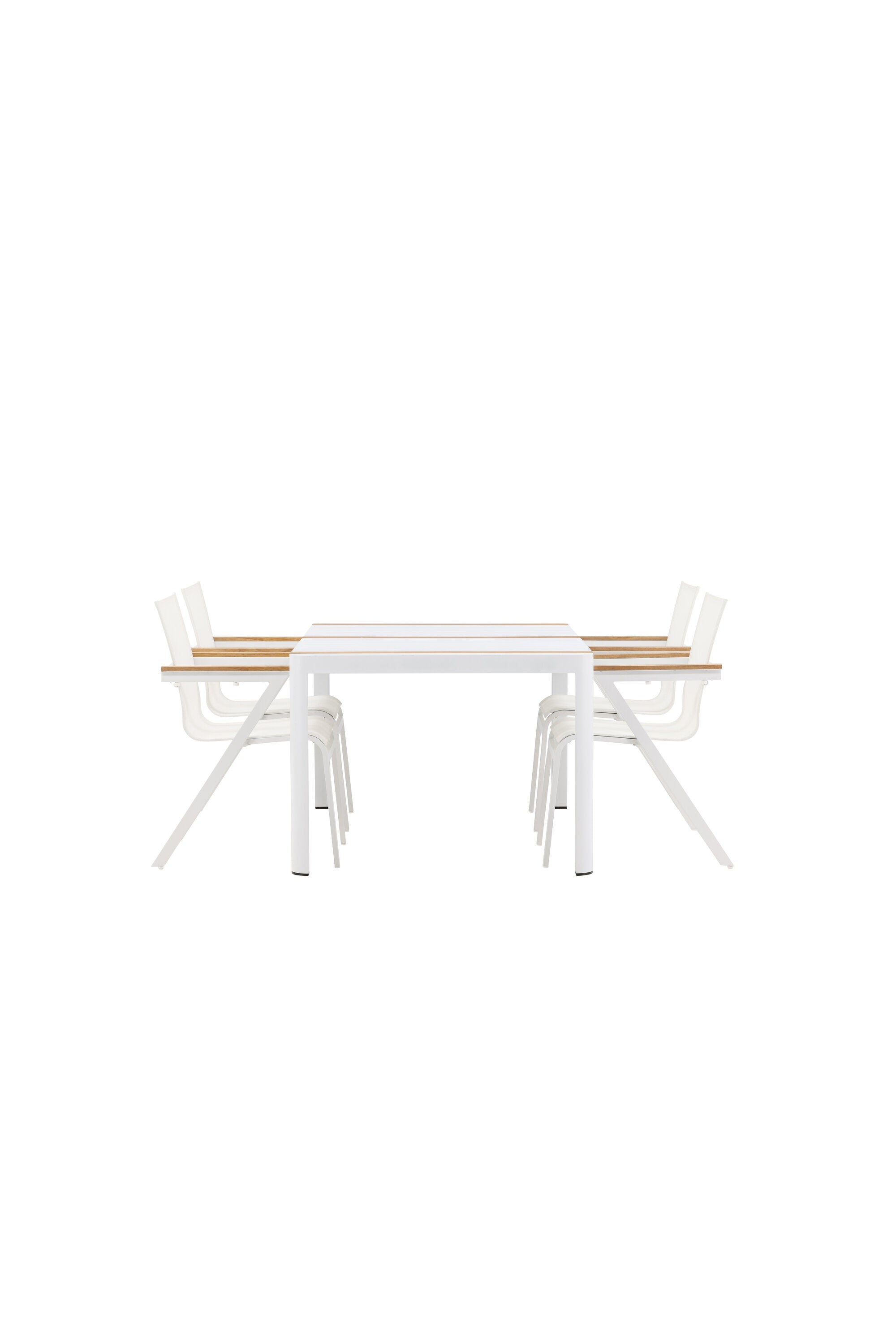 Togo Outdoor-Tischset + Mexico 150cm/4St. in Weiss präsentiert im Onlineshop von KAQTU Design AG. Gartentischset ist von Venture Home