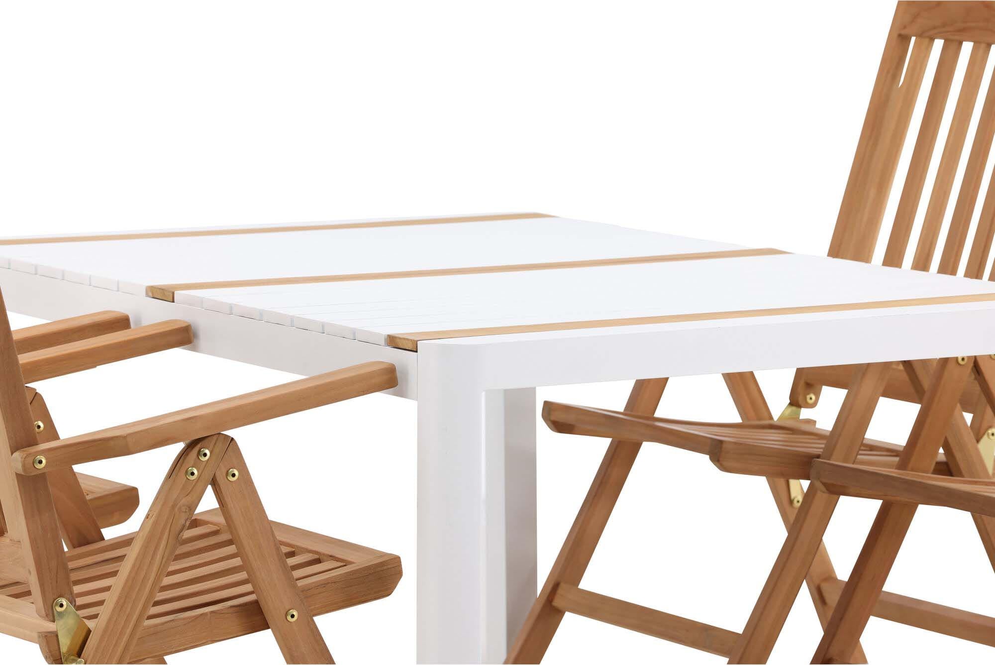 Elegantes Togo Outdoor-Tischset mit Kenya Tisch und stilvollen Stühlen, ideal für gesellige Stunden im Freien.