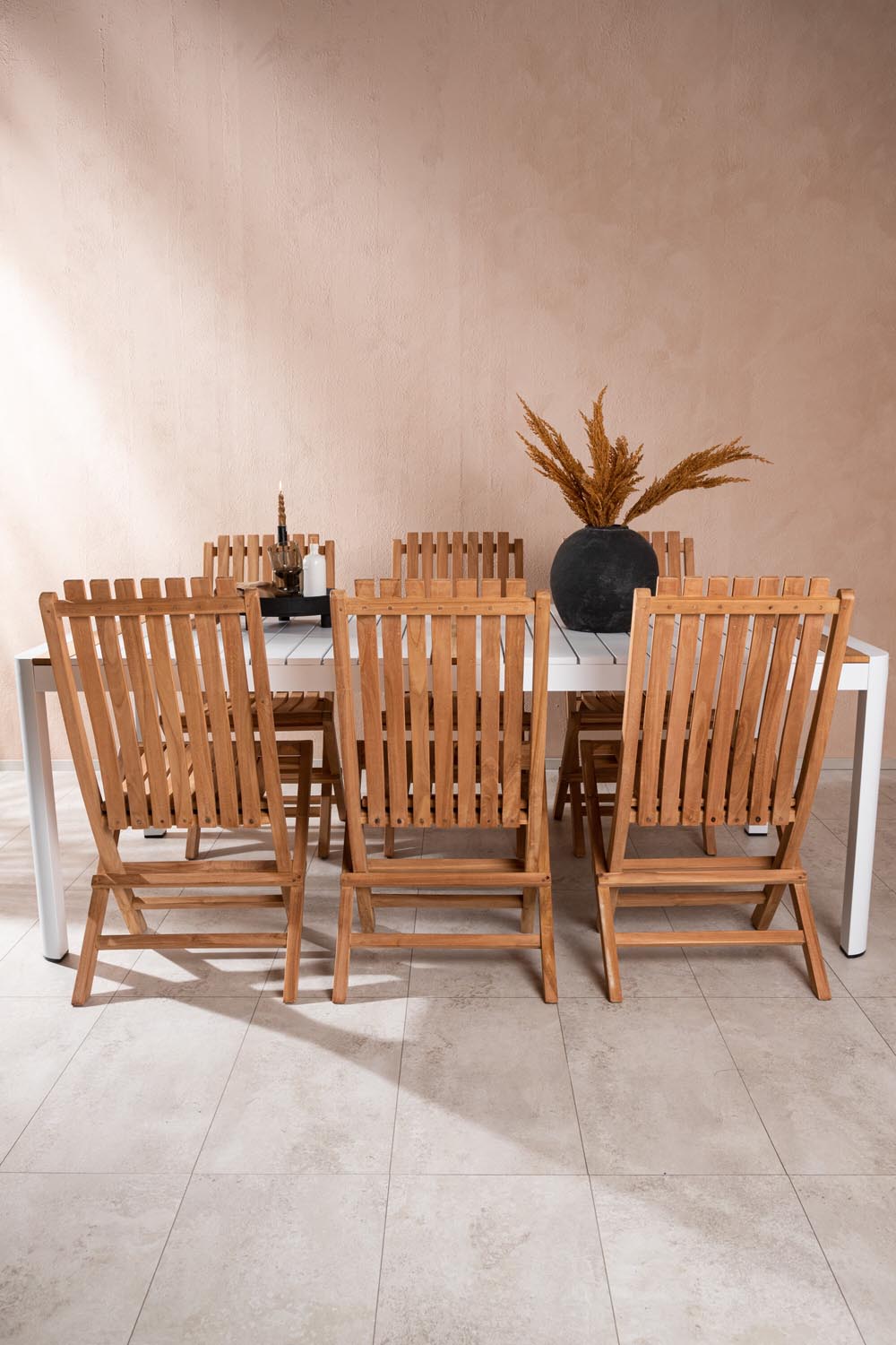 Togo Outdoor-Tischset + Ghana 200cm/6St. in Gold präsentiert im Onlineshop von KAQTU Design AG. Gartentischset ist von Venture Home