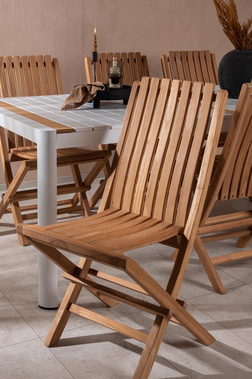 Togo Outdoor-Tischset + Ghana 200cm/6St. in Gold präsentiert im Onlineshop von KAQTU Design AG. Gartentischset ist von Venture Home