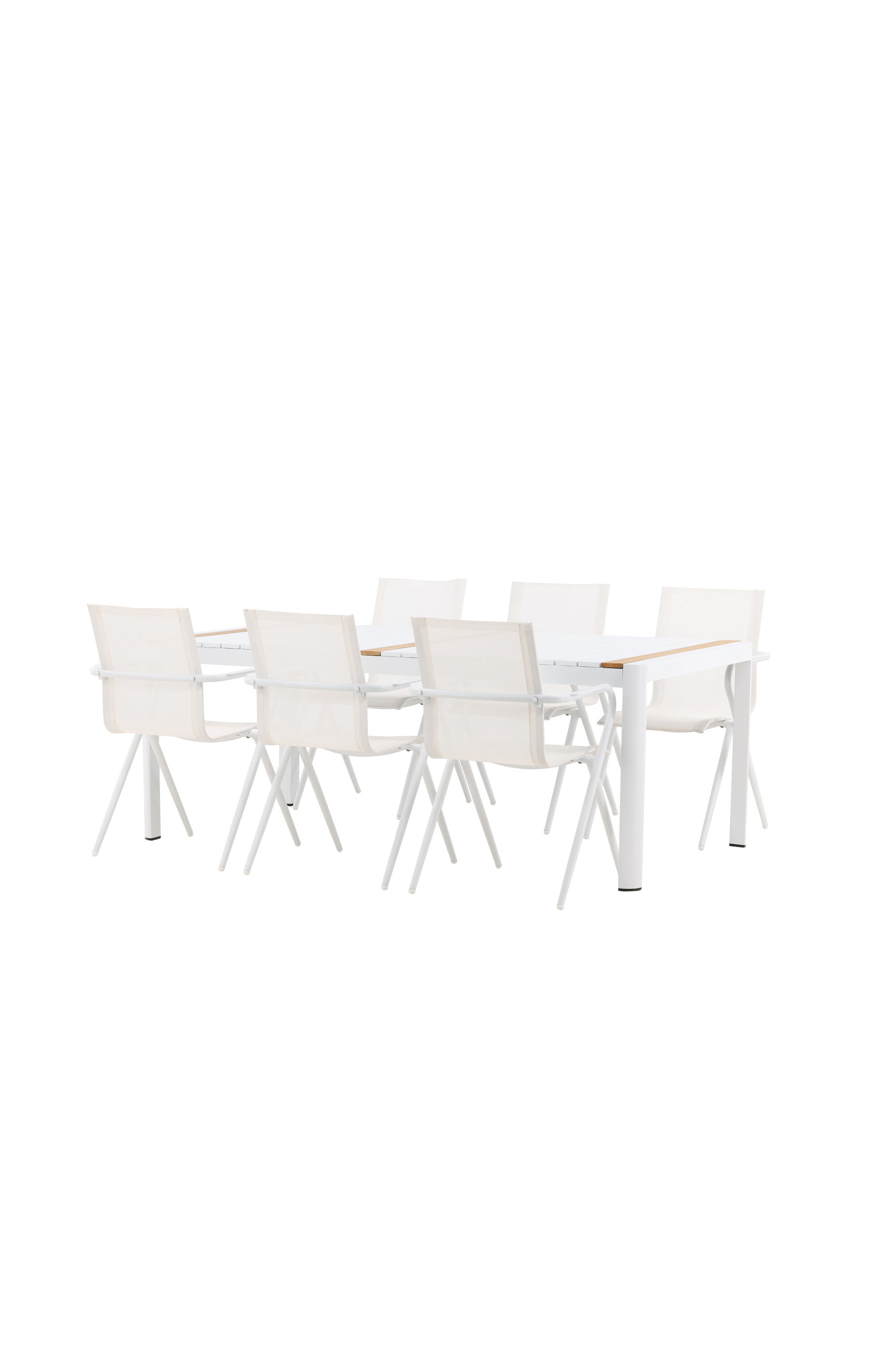 Togo Outdoor-Tischset + Alina 200cm/6St. in Weiss präsentiert im Onlineshop von KAQTU Design AG. Gartentischset ist von Venture Home