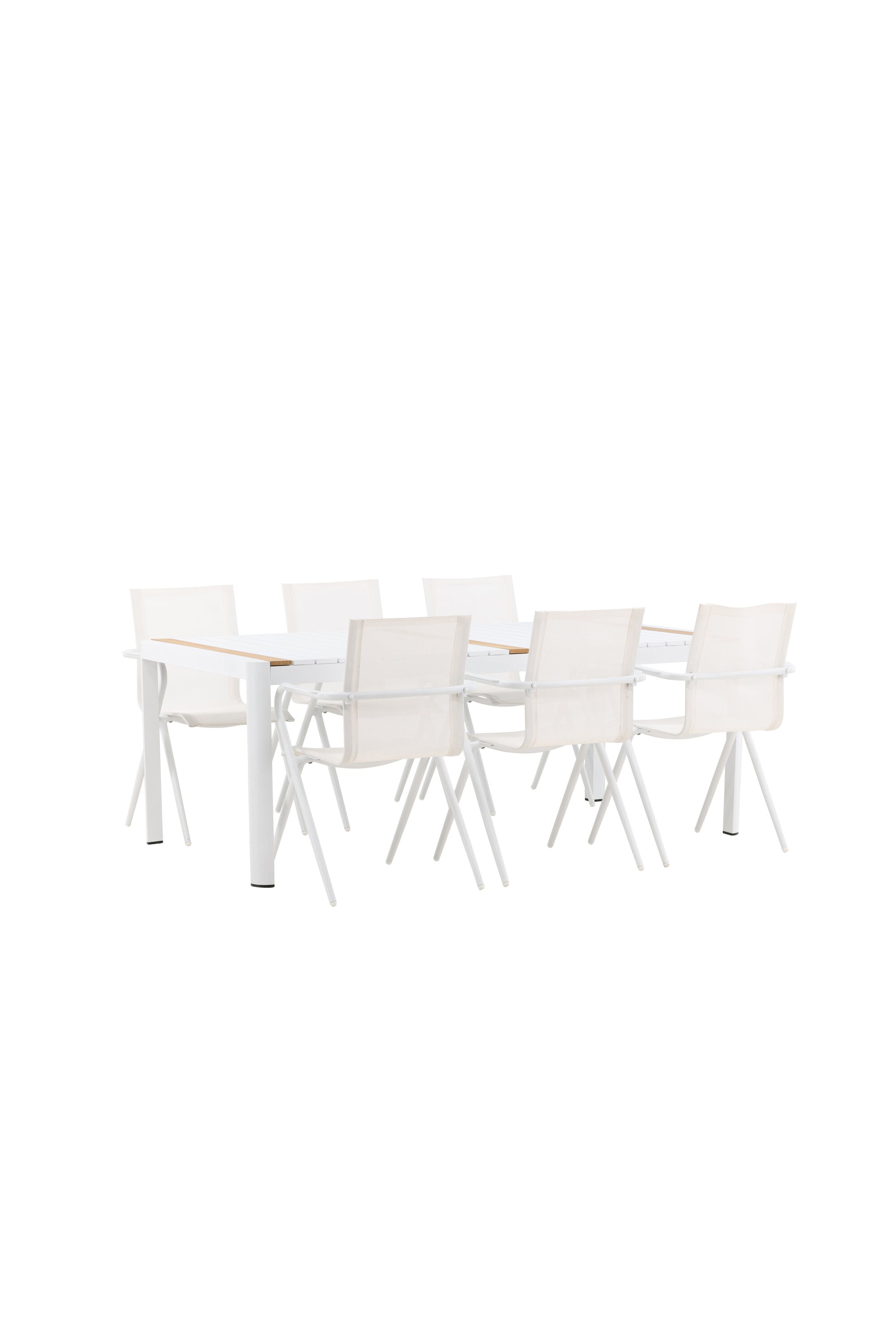 Togo Outdoor-Tischset + Alina 200cm/6St. in Weiss präsentiert im Onlineshop von KAQTU Design AG. Gartentischset ist von Venture Home
