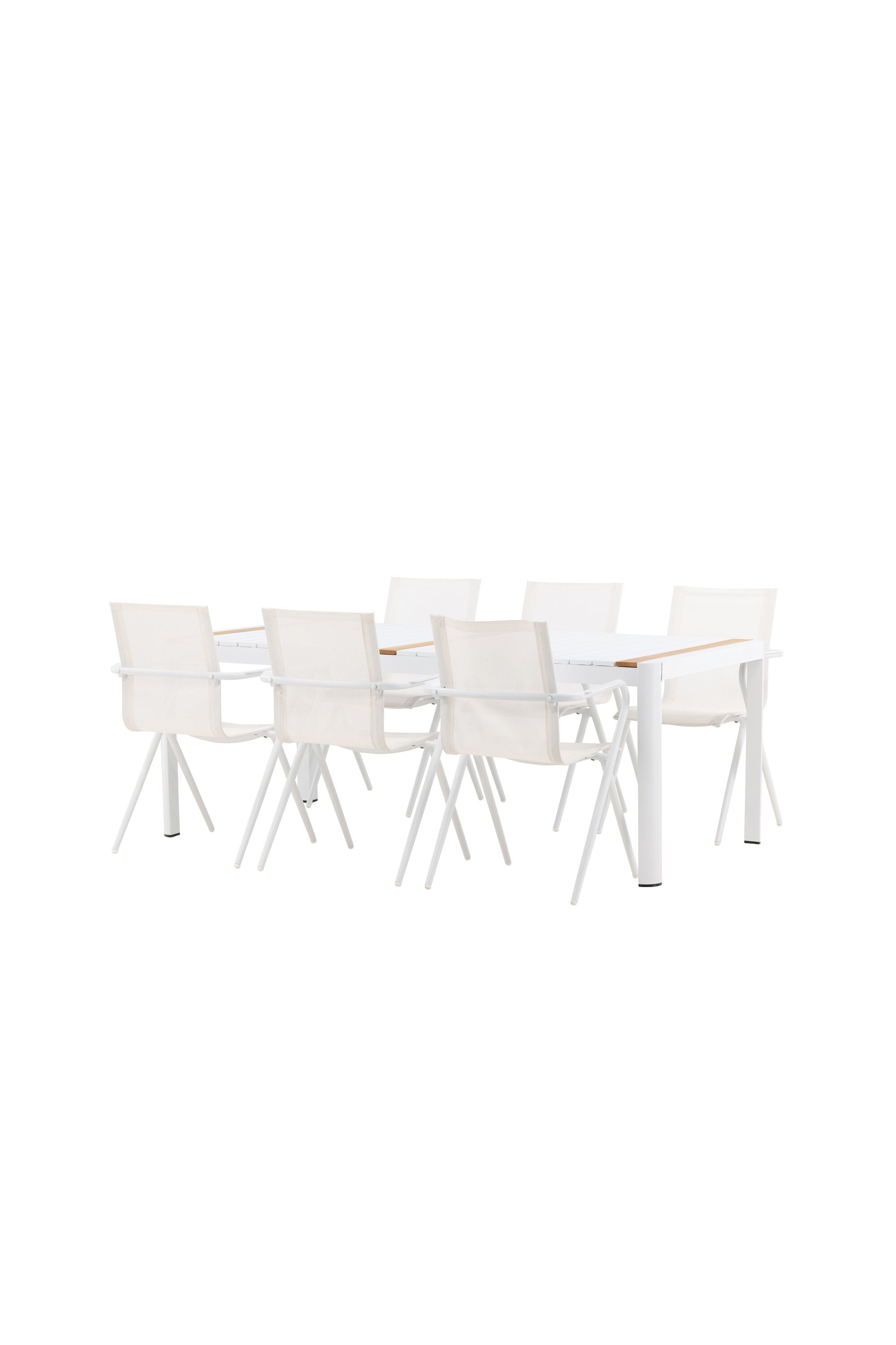 Togo Outdoor-Tischset + Alina 200cm/6St. in Weiss präsentiert im Onlineshop von KAQTU Design AG. Gartentischset ist von Venture Home