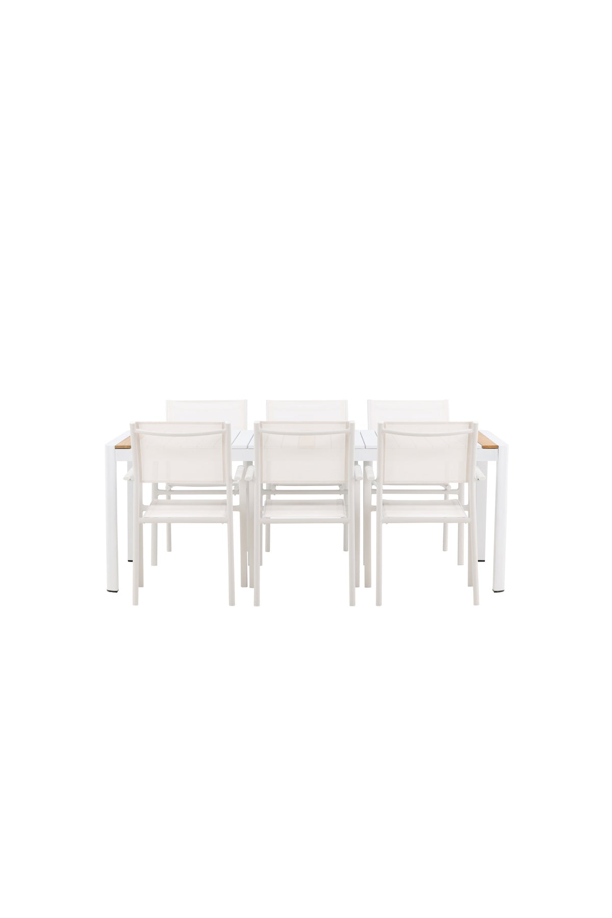Togo Outdoor-Tischset + Santorini 200cm/6St. in Weiss präsentiert im Onlineshop von KAQTU Design AG. Gartentischset ist von Venture Home