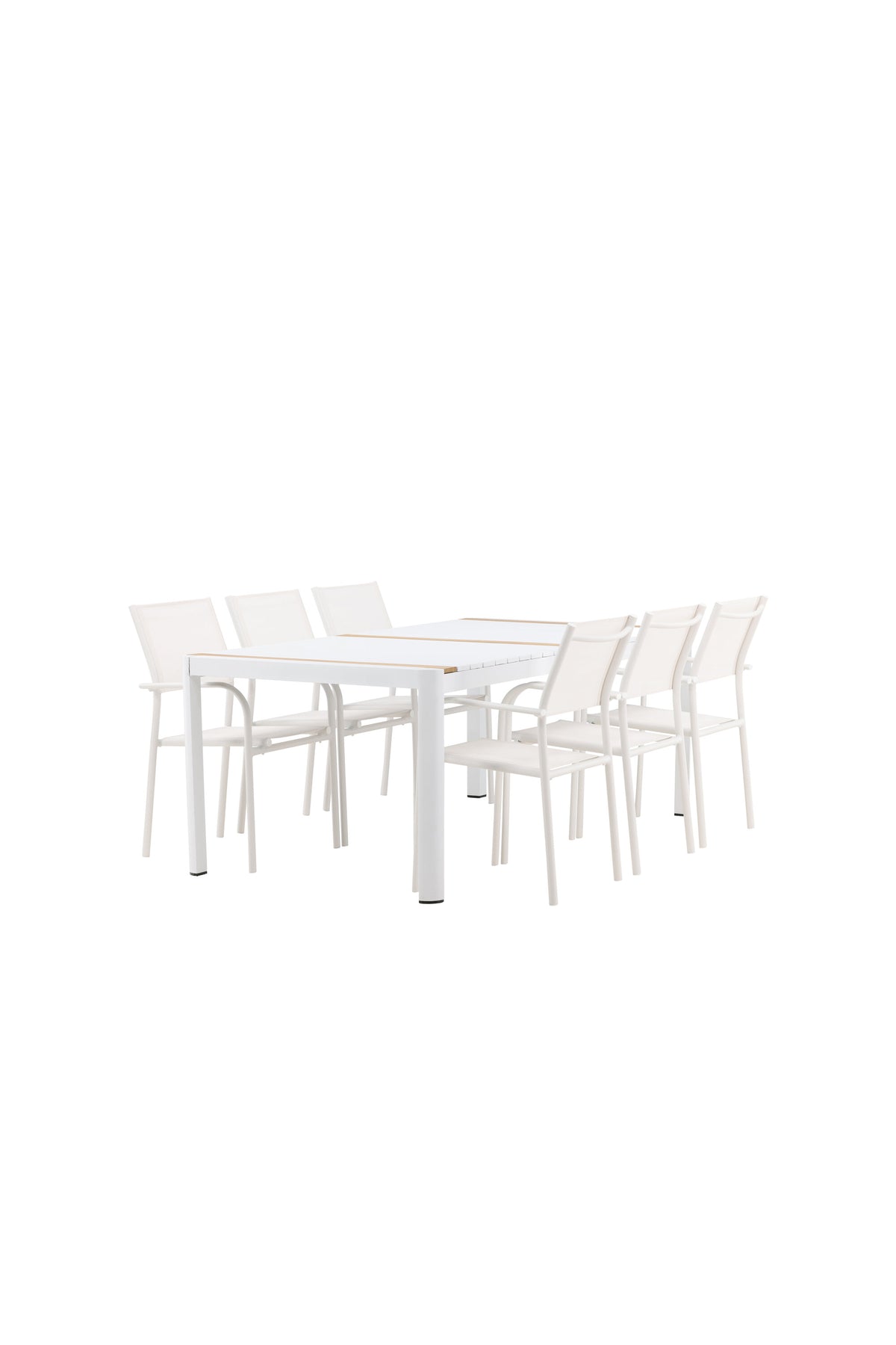 Togo Outdoor-Tischset + Santorini 200cm/6St. in Weiss präsentiert im Onlineshop von KAQTU Design AG. Gartentischset ist von Venture Home