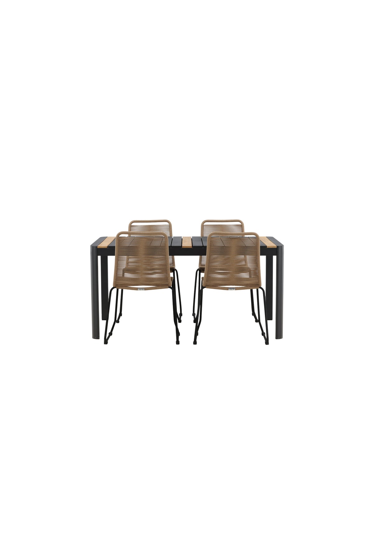 Togo Outdoor-Tischset + Lindos 150cm/4St. in Schwarz / Natur präsentiert im Onlineshop von KAQTU Design AG. Gartentischset ist von Venture Home
