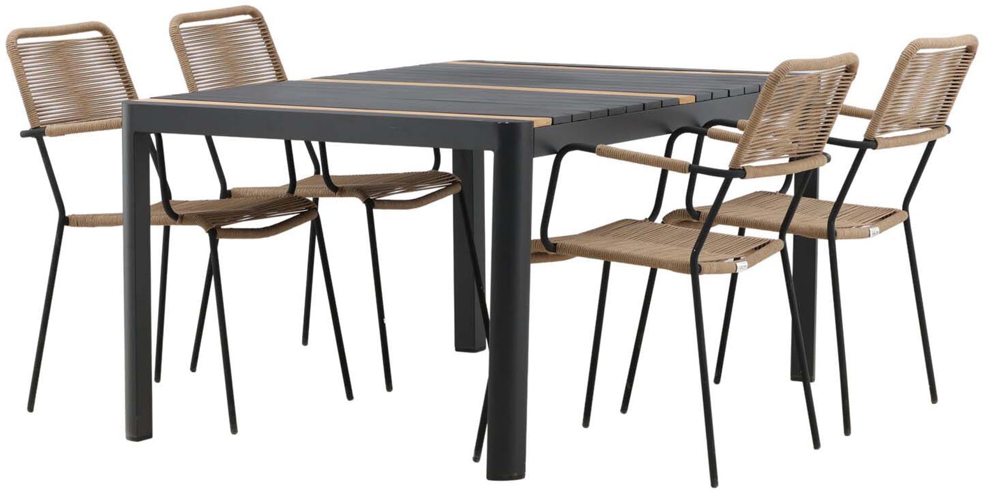 Elegantes Togo Set: 150cm Tisch & 4 Lindos Stühle für draussen.