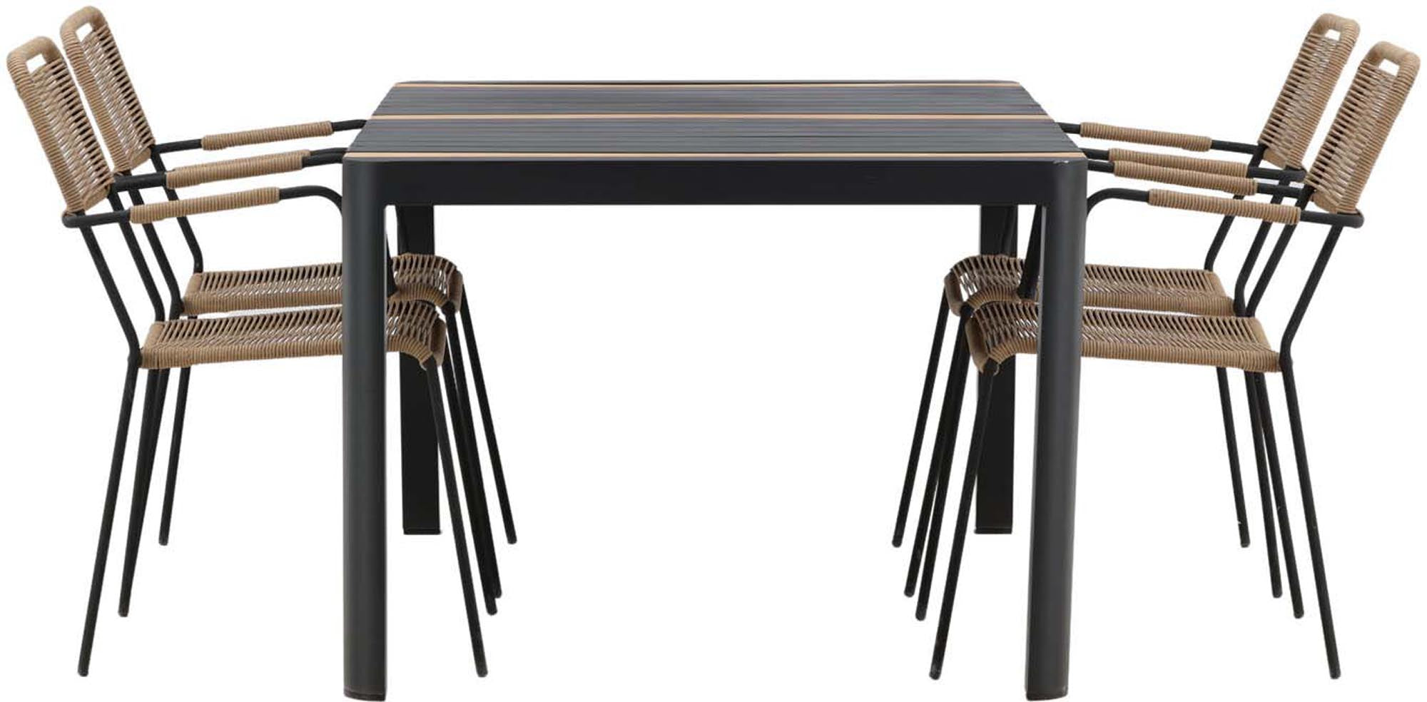 Elegantes Togo Set: 150cm Tisch & 4 Lindos Stühle für Terrasse.