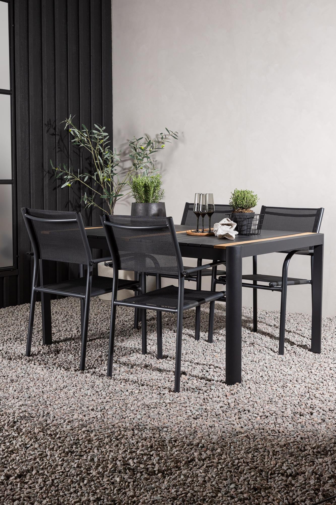 Elegantes Togo Tischset mit 150cm Santorini Tisch für draussen.