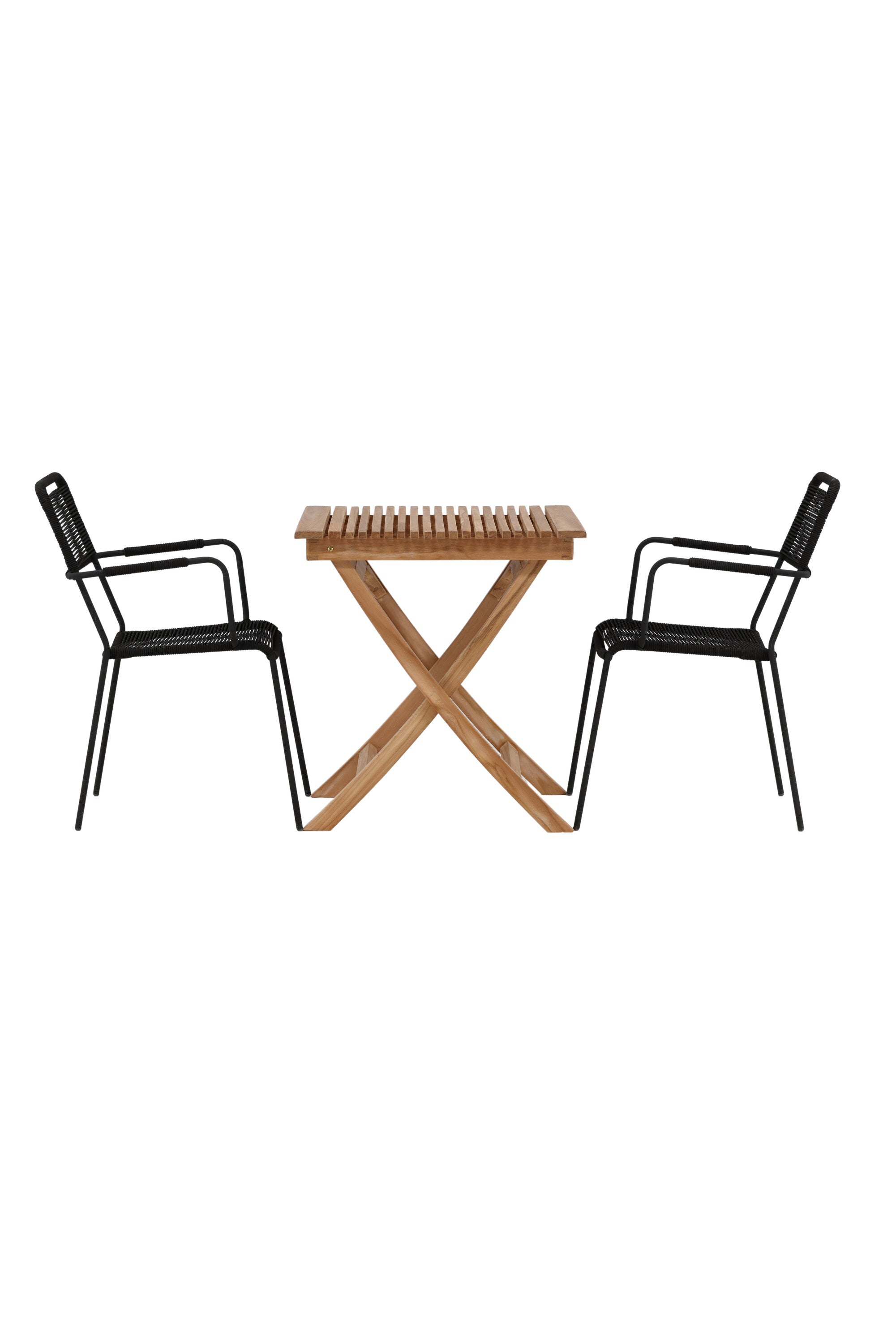 Ghana Outdoor-Tischset + Lindos Armchair 70cm/2St. in Schwarz präsentiert im Onlineshop von KAQTU Design AG. Gartentischset ist von Venture Home