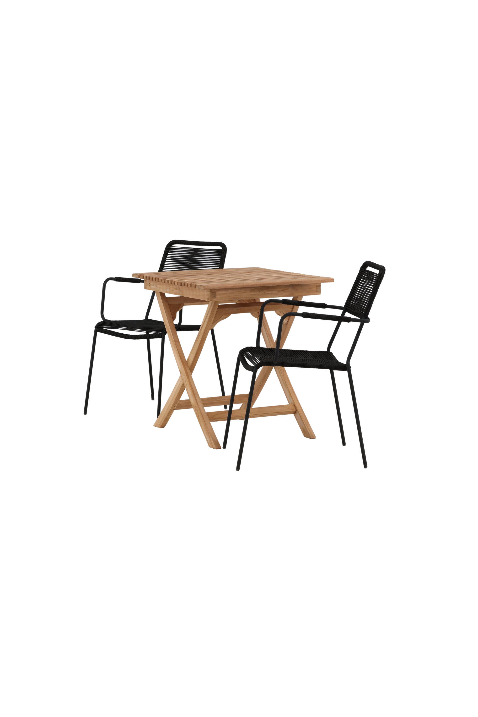 Ghana Outdoor-Tischset + Lindos Armchair 70cm/2St. in Schwarz präsentiert im Onlineshop von KAQTU Design AG. Gartentischset ist von Venture Home