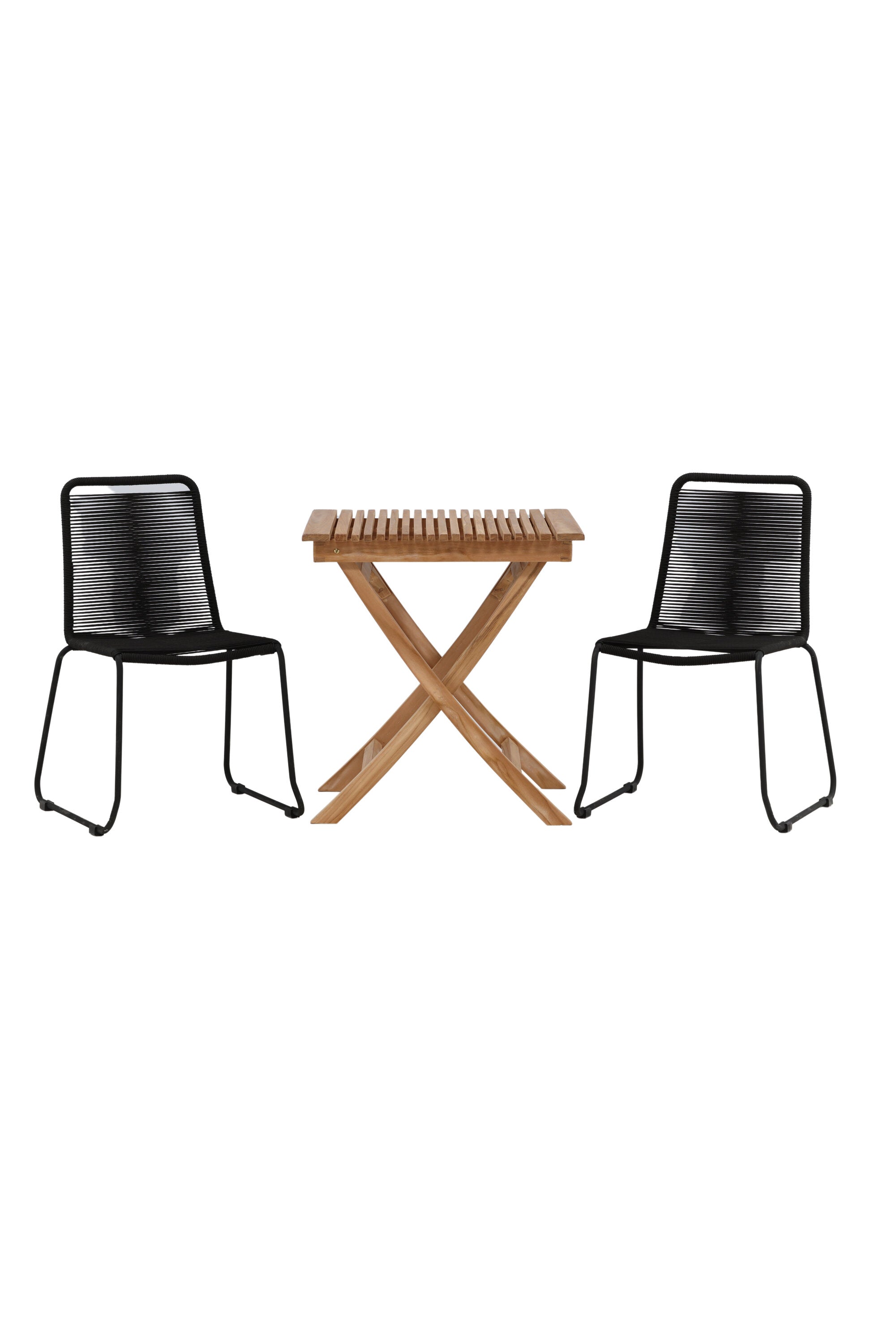 Ghana Outdoor-Tischset + Lindos Stacking 70cm/2St. in Schwarz präsentiert im Onlineshop von KAQTU Design AG. Gartentischset ist von Venture Home