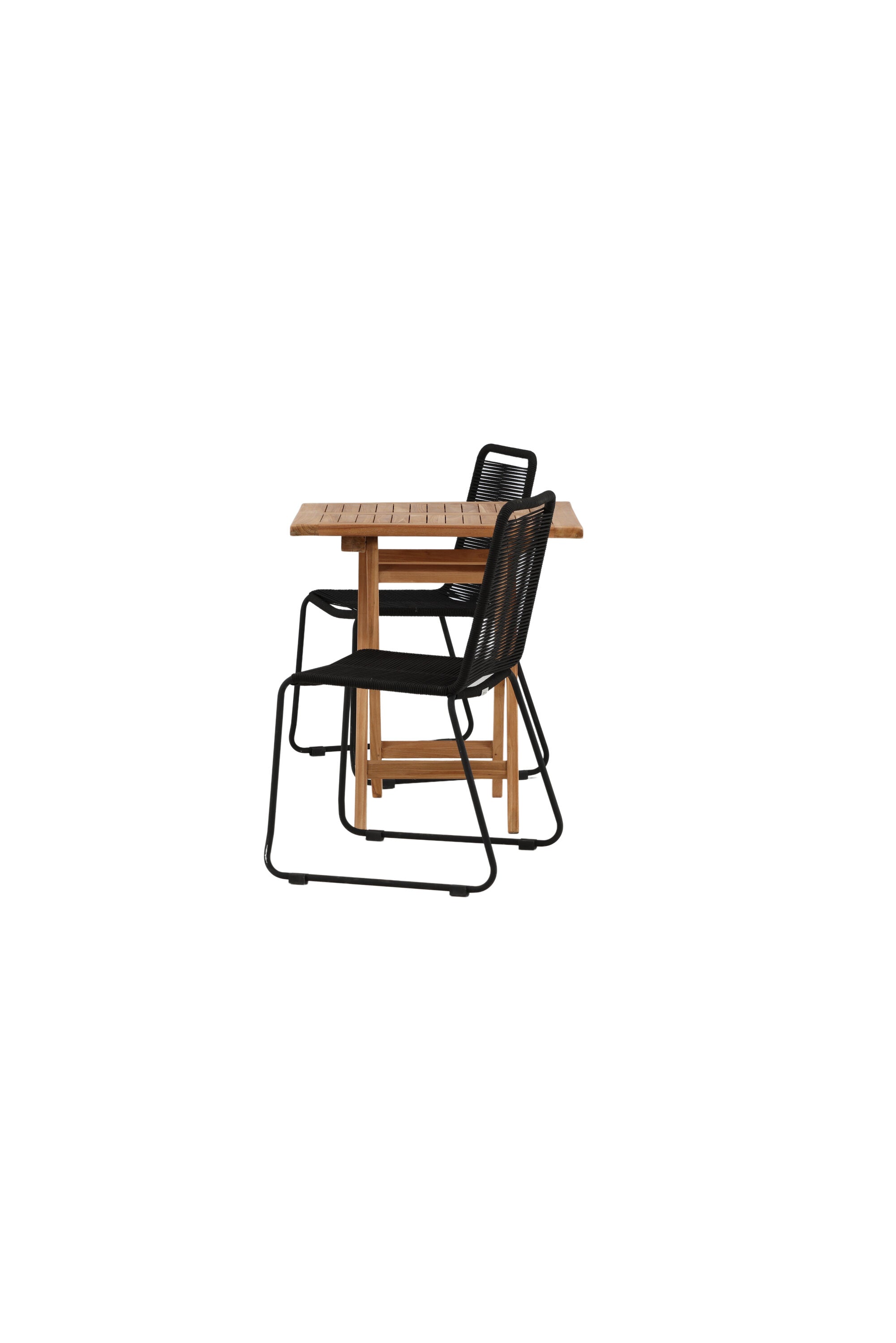 Kenya Outdoor-Tischset (Lindos Stacking Chair) 70cm/2St. in Natur / Schwarz präsentiert im Onlineshop von KAQTU Design AG. Gartentischset ist von Venture Home