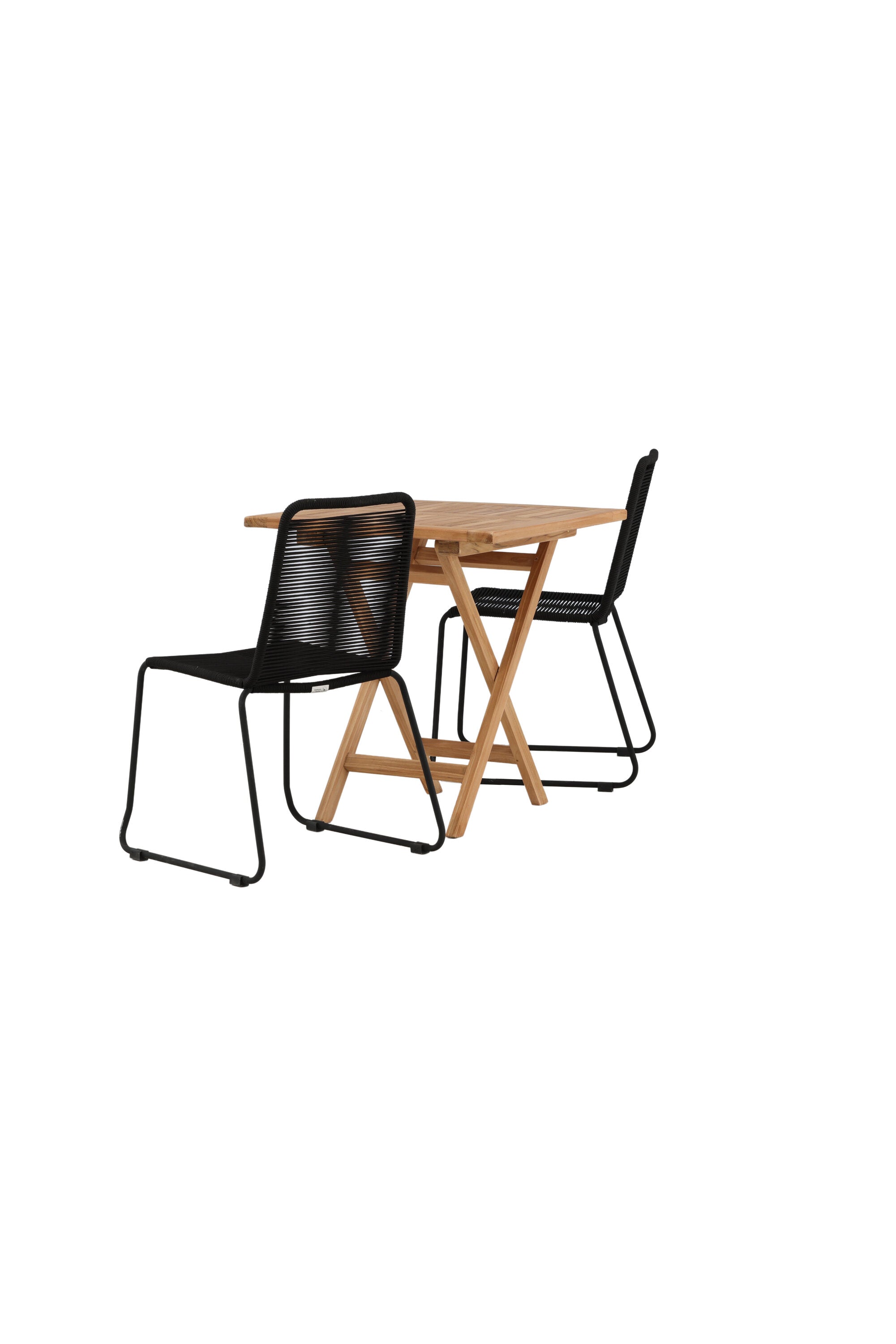 Kenya Outdoor-Tischset (Lindos Stacking Chair) 70cm/2St. in Natur / Schwarz präsentiert im Onlineshop von KAQTU Design AG. Gartentischset ist von Venture Home