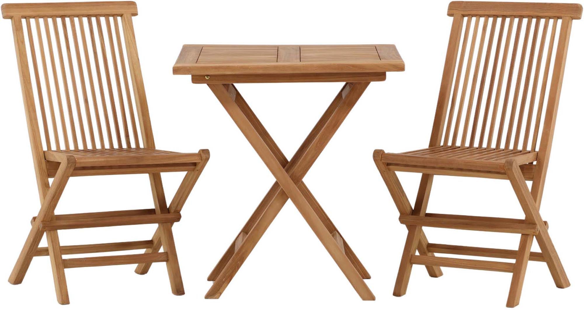 Elegantes Klapptischset aus hochwertigem Teakholz, perfekt für Garten und Balkon. Ideal für unvergessliche Momente im Freien.