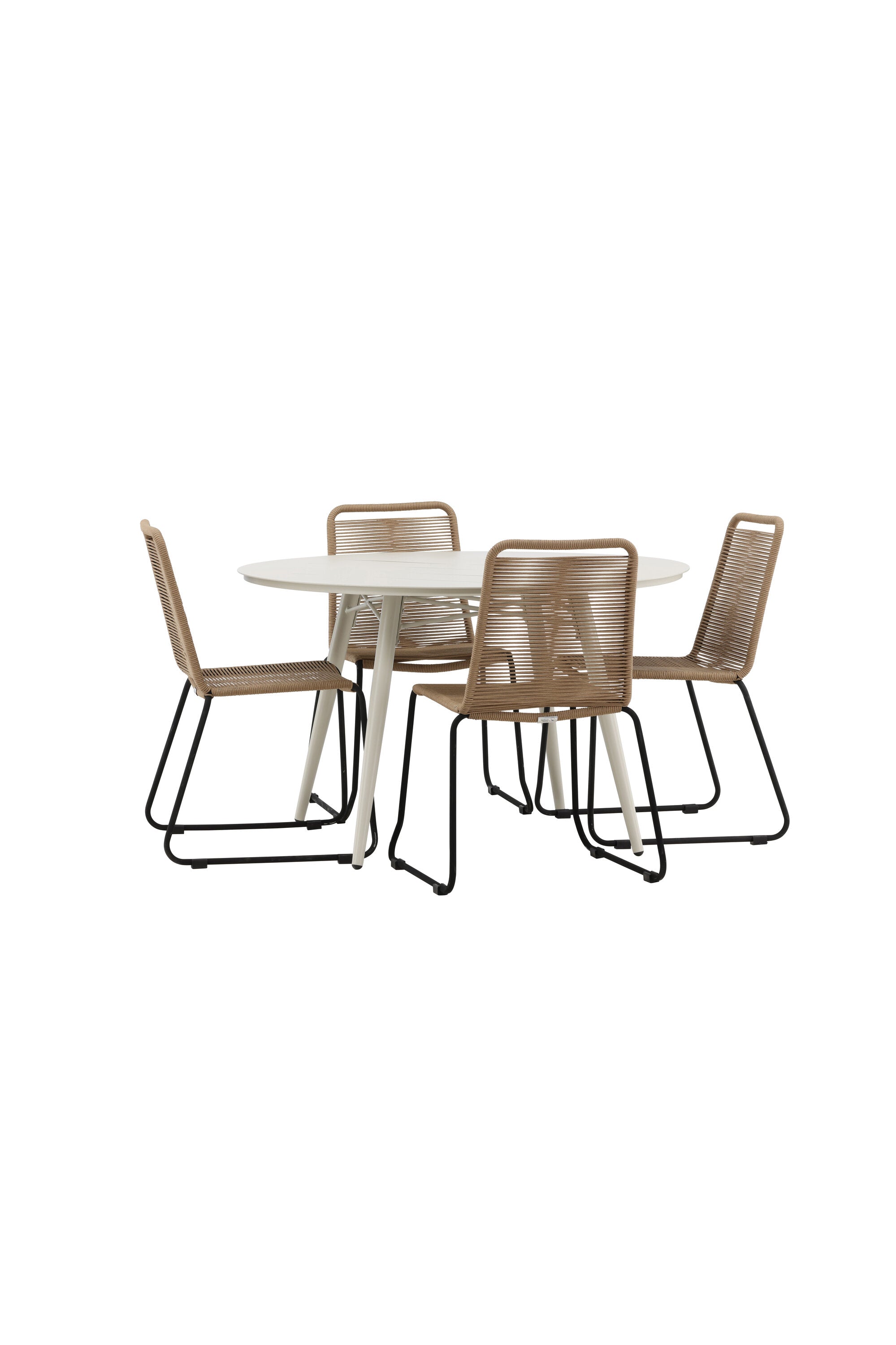 Lina Outdoor-Tischset + Lindos ⌀120cm/4St. in Schwarz Braun präsentiert im Onlineshop von KAQTU Design AG. Gartentischset ist von Venture Home