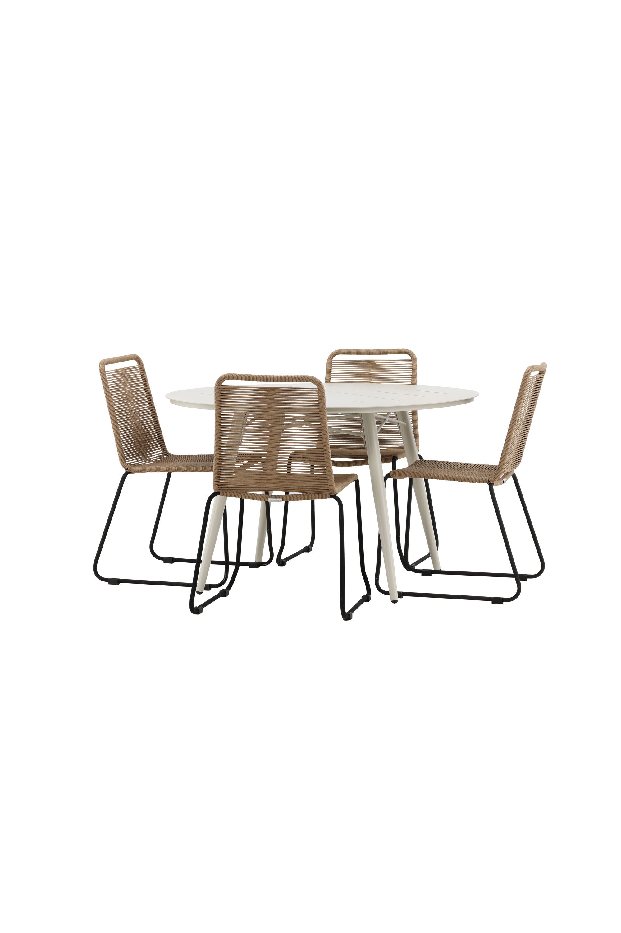 Lina Outdoor-Tischset + Lindos ⌀120cm/4St. in Schwarz Braun präsentiert im Onlineshop von KAQTU Design AG. Gartentischset ist von Venture Home