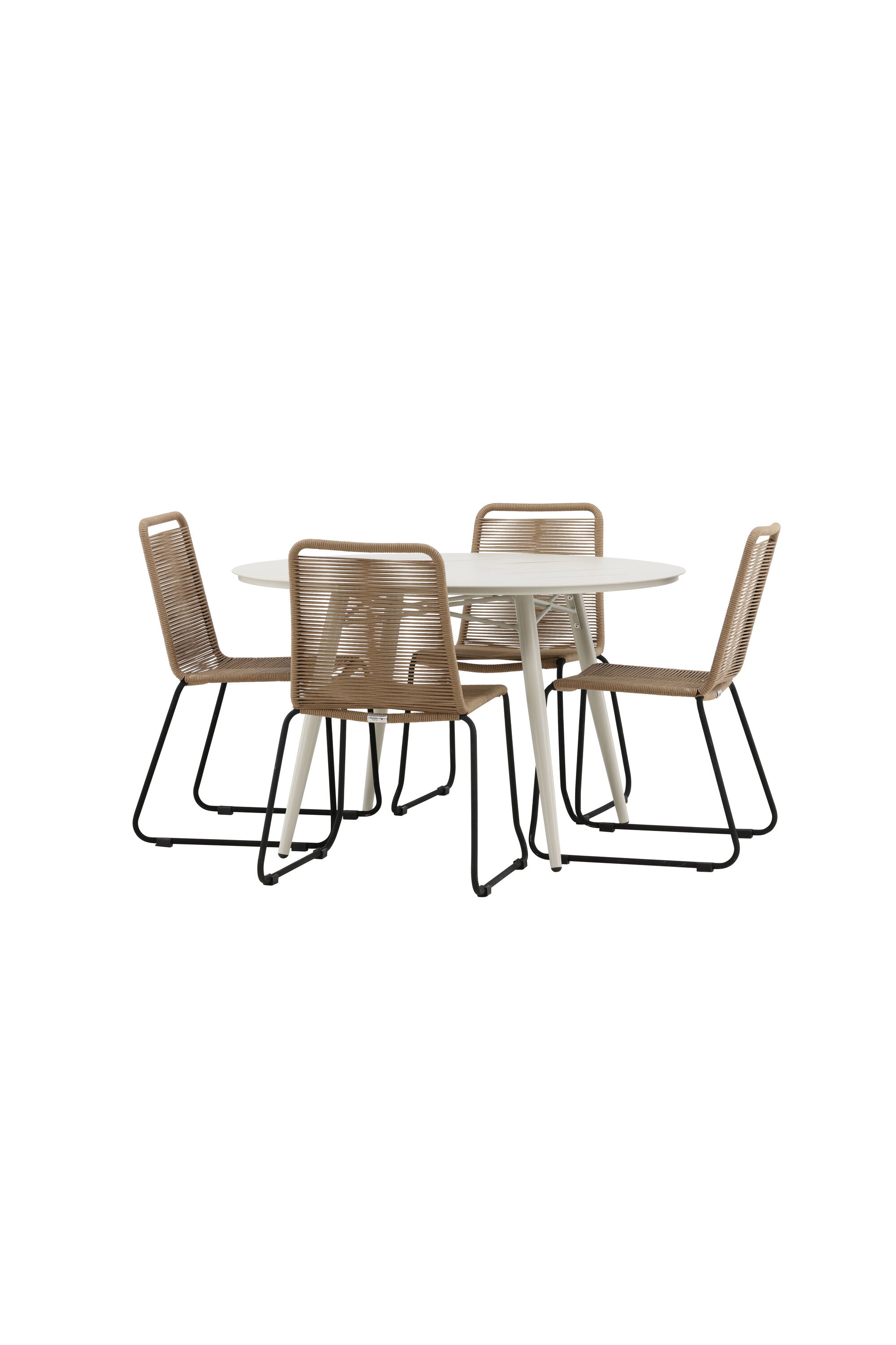 Lina Outdoor-Tischset + Lindos ⌀120cm/4St. in Schwarz Braun präsentiert im Onlineshop von KAQTU Design AG. Gartentischset ist von Venture Home