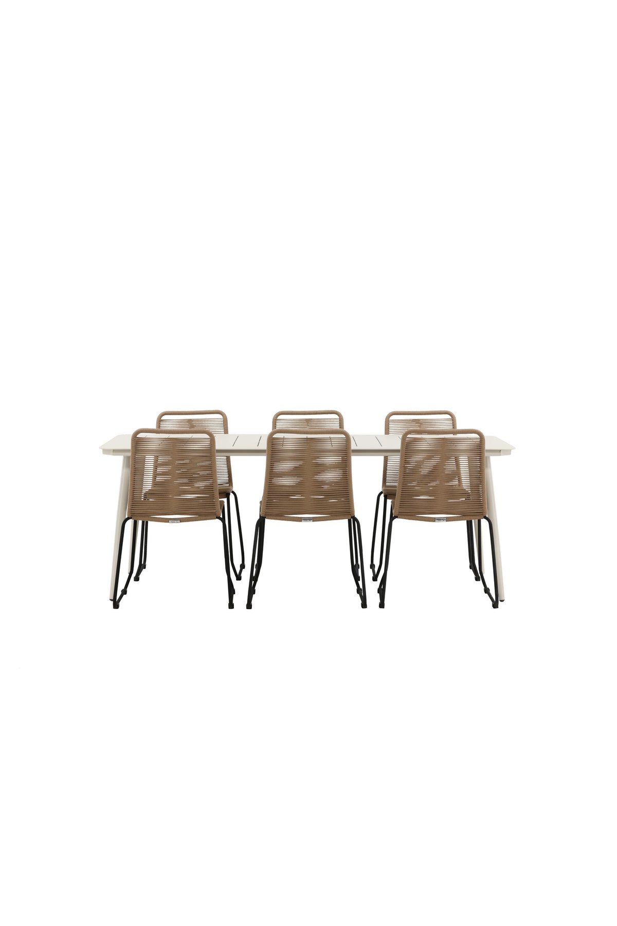 Lina Outdoor-Tischset + Lindos 200cm/6St. in Schwarz Braun präsentiert im Onlineshop von KAQTU Design AG. Gartentischset ist von Venture Home