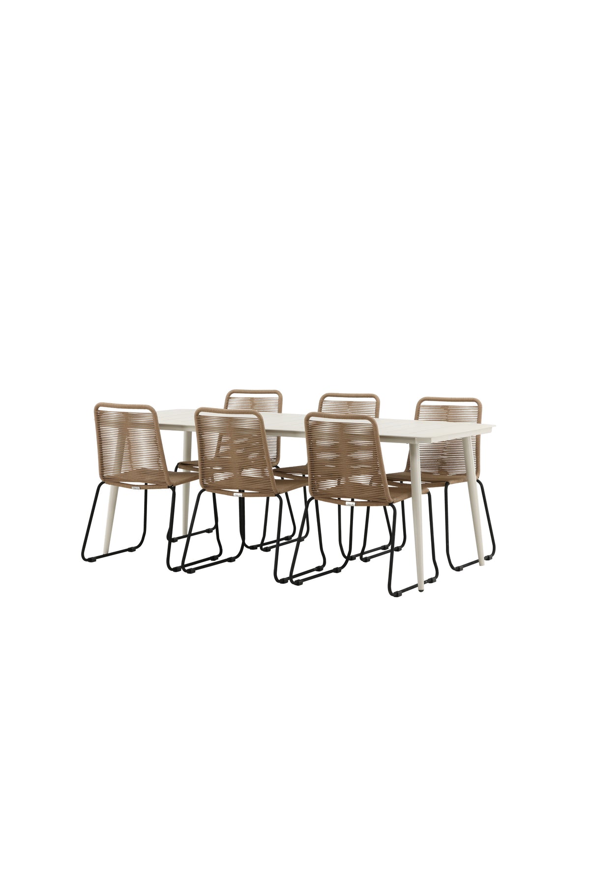 Lina Outdoor-Tischset + Lindos 200cm/6St. in Schwarz Braun präsentiert im Onlineshop von KAQTU Design AG. Gartentischset ist von Venture Home