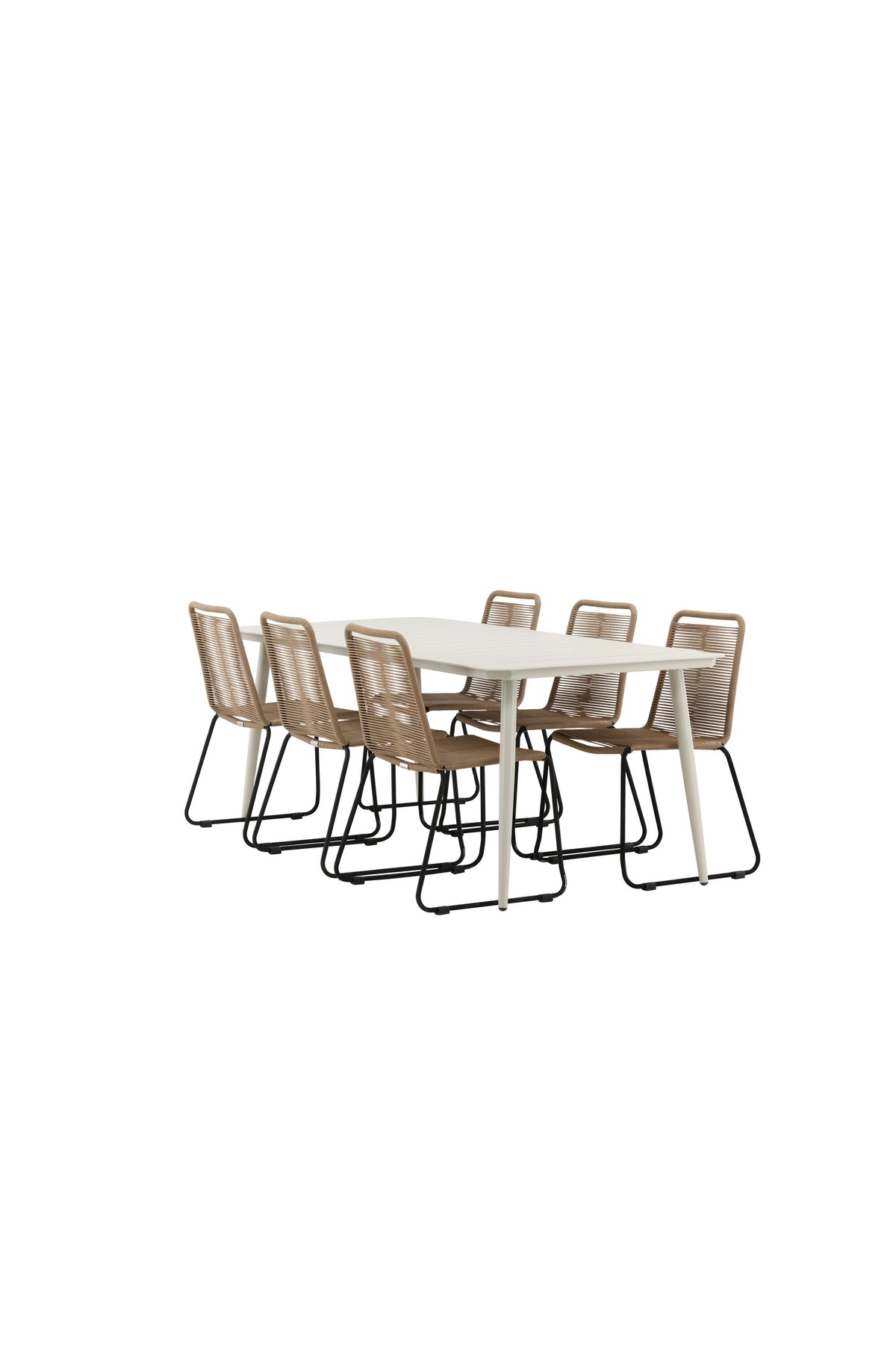 Lina Outdoor-Tischset + Lindos 200cm/6St. in Schwarz Braun präsentiert im Onlineshop von KAQTU Design AG. Gartentischset ist von Venture Home