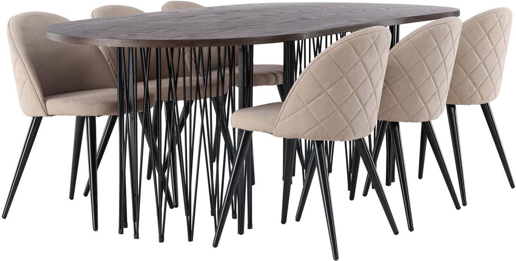 Elegantes Stone Esszimmerset 220cm mit 6 stilvollen Velvet-Stühlen. Ideal für gesellige Abende und ein modernes Ambiente in Ihrem Esszimmer.