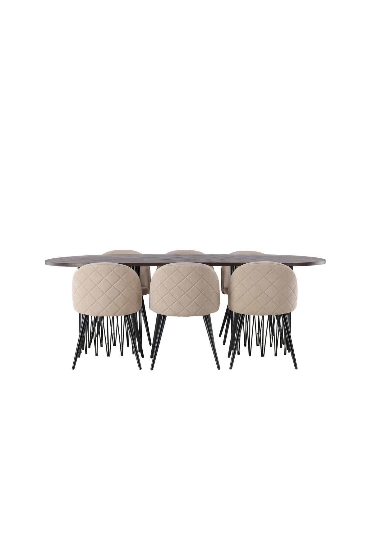 Stone Esszimmerset + Velvet 220cm/6St. in Beige, Schwarz präsentiert im Onlineshop von KAQTU Design AG. Esszimmerset ist von Venture Home