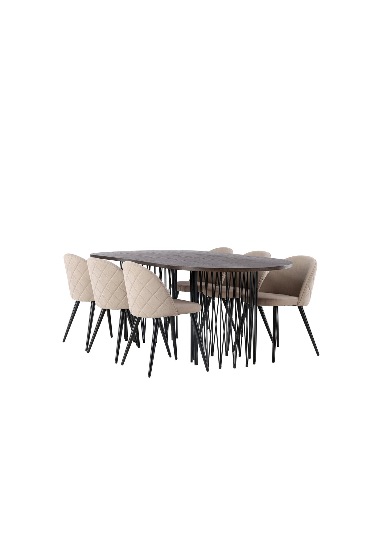 Stone Esszimmerset + Velvet 220cm/6St. in Beige, Schwarz präsentiert im Onlineshop von KAQTU Design AG. Esszimmerset ist von Venture Home