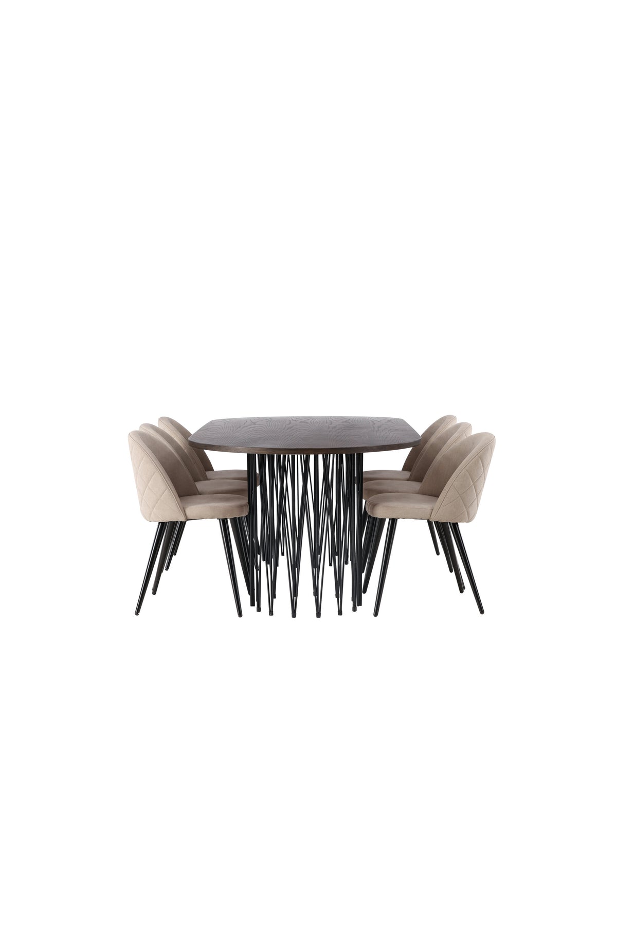 Stone Esszimmerset + Velvet 220cm/6St. in Beige, Schwarz präsentiert im Onlineshop von KAQTU Design AG. Esszimmerset ist von Venture Home
