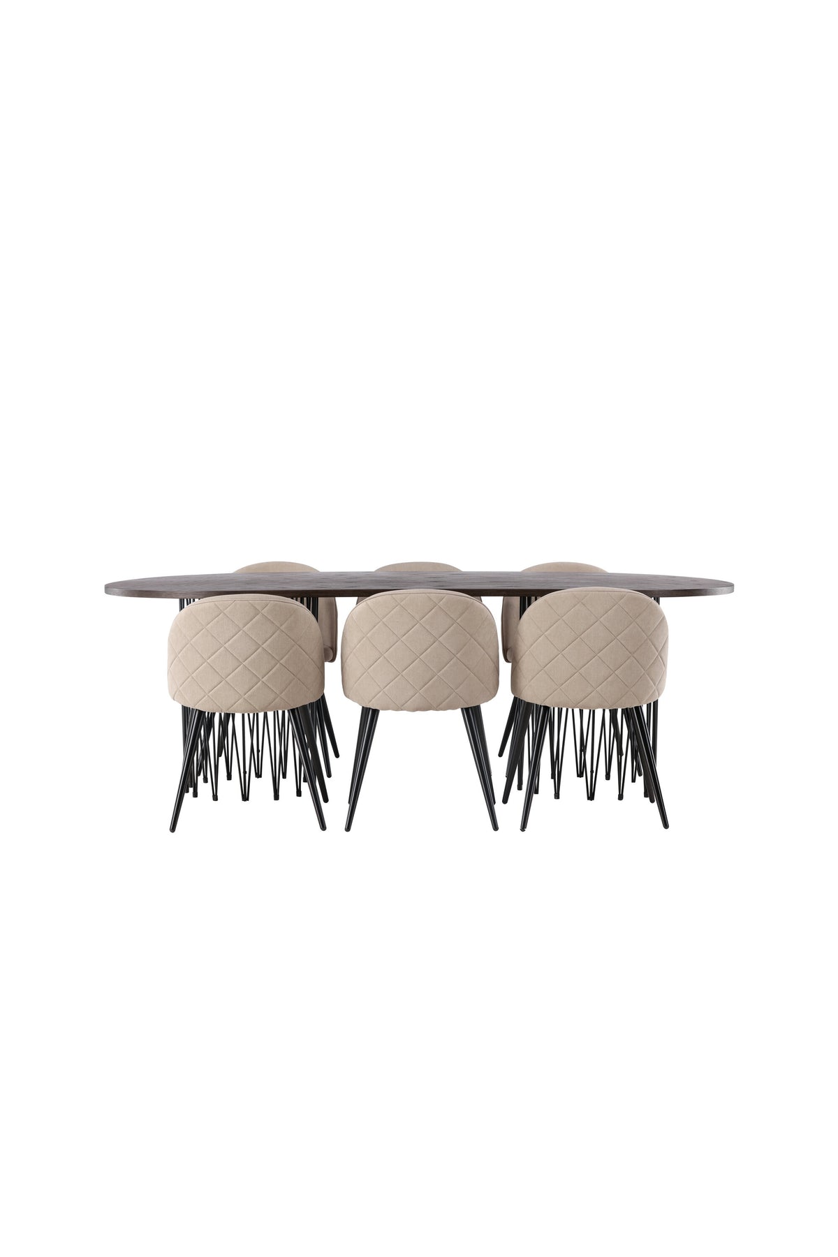 Stone Esszimmerset + Velvet 220cm/6St. in Beige, Schwarz präsentiert im Onlineshop von KAQTU Design AG. Esszimmerset ist von Venture Home