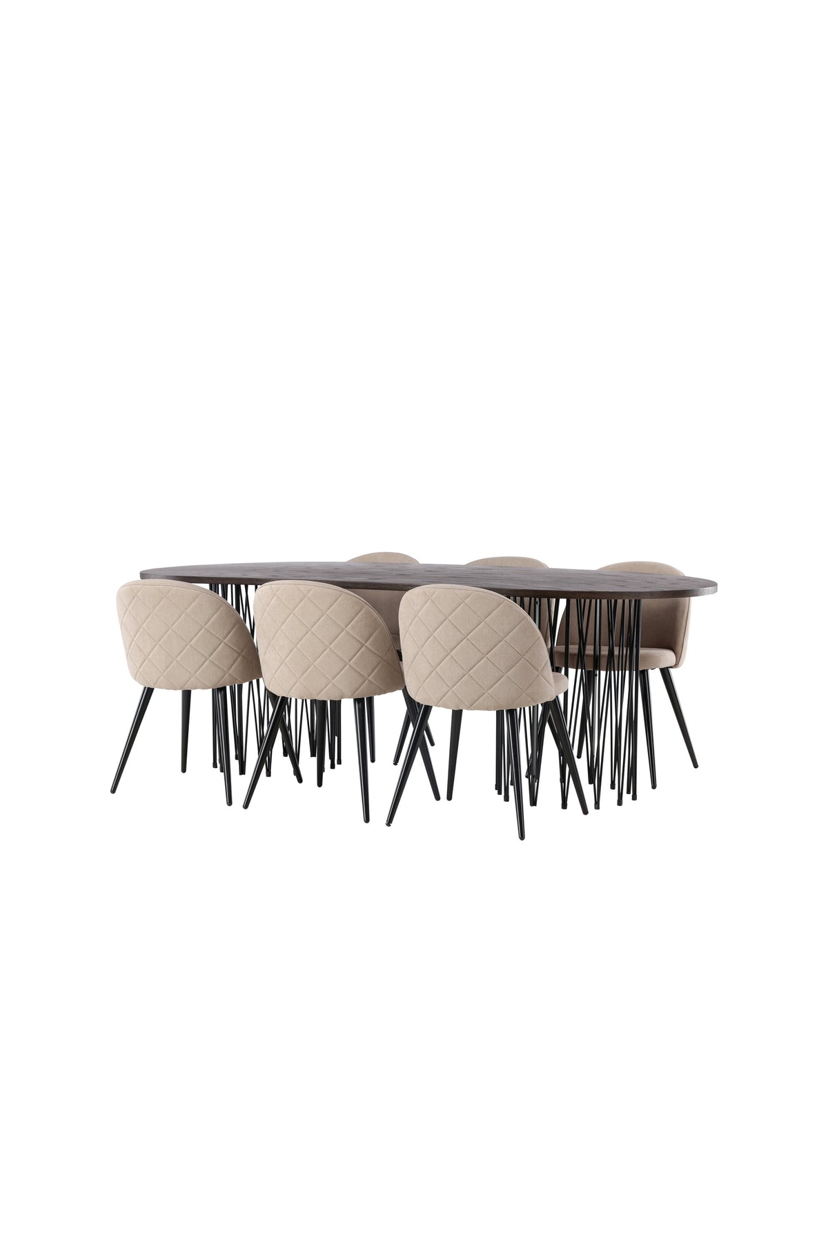 Stone Esszimmerset + Velvet 220cm/6St. in Beige, Schwarz präsentiert im Onlineshop von KAQTU Design AG. Esszimmerset ist von Venture Home