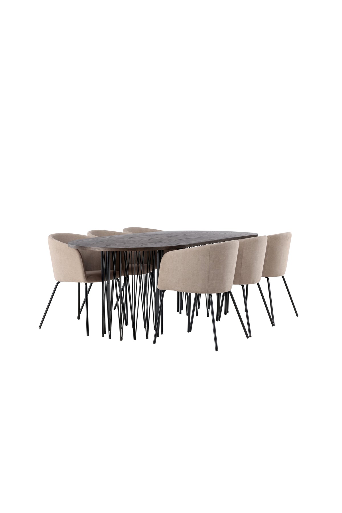 Stone Esszimmerset + Berit 220cm/6St. in Beige, Schwarz präsentiert im Onlineshop von KAQTU Design AG. Esszimmerset ist von Venture Home