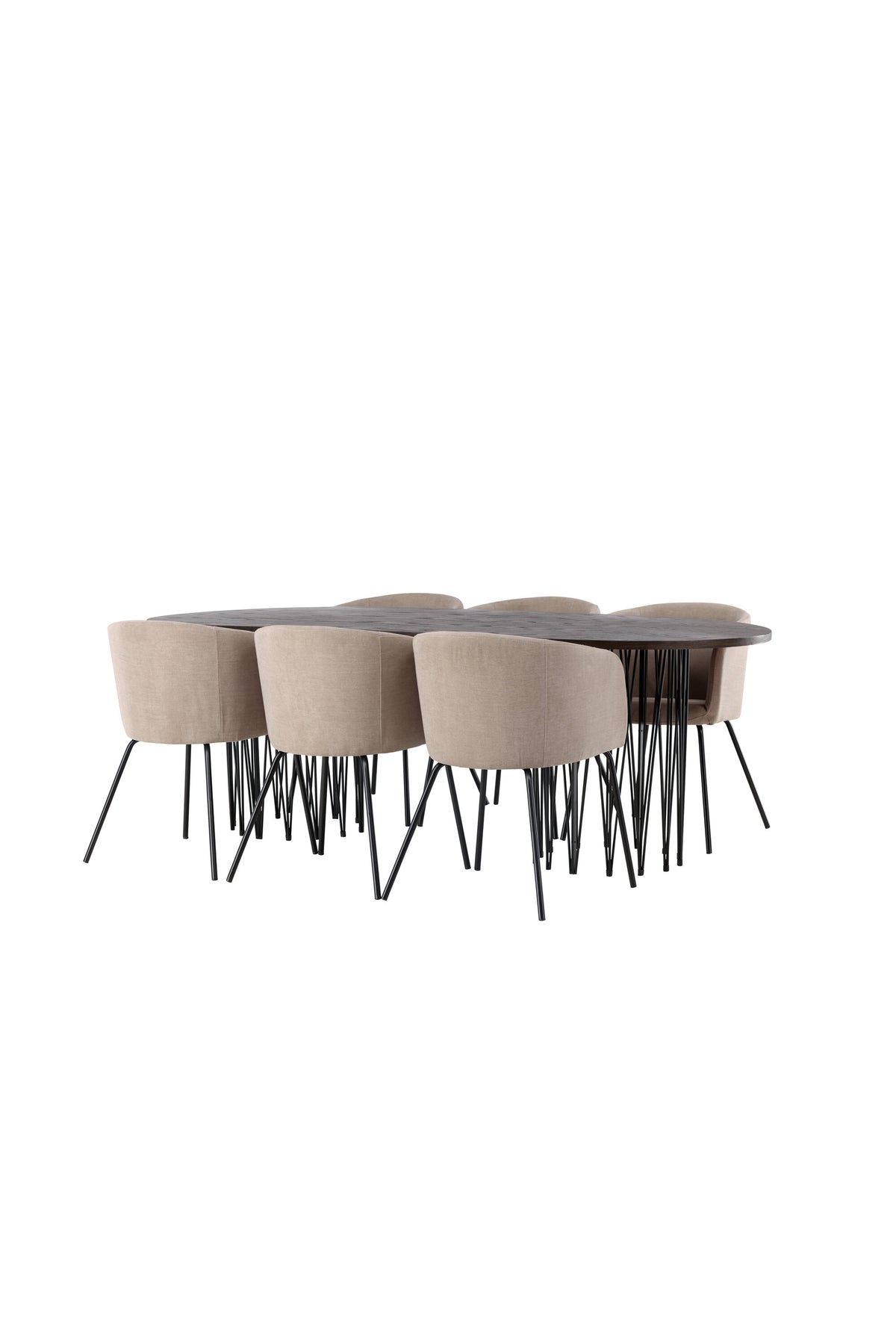 Stone Esszimmerset + Berit 220cm/6St. in Beige, Schwarz präsentiert im Onlineshop von KAQTU Design AG. Esszimmerset ist von Venture Home