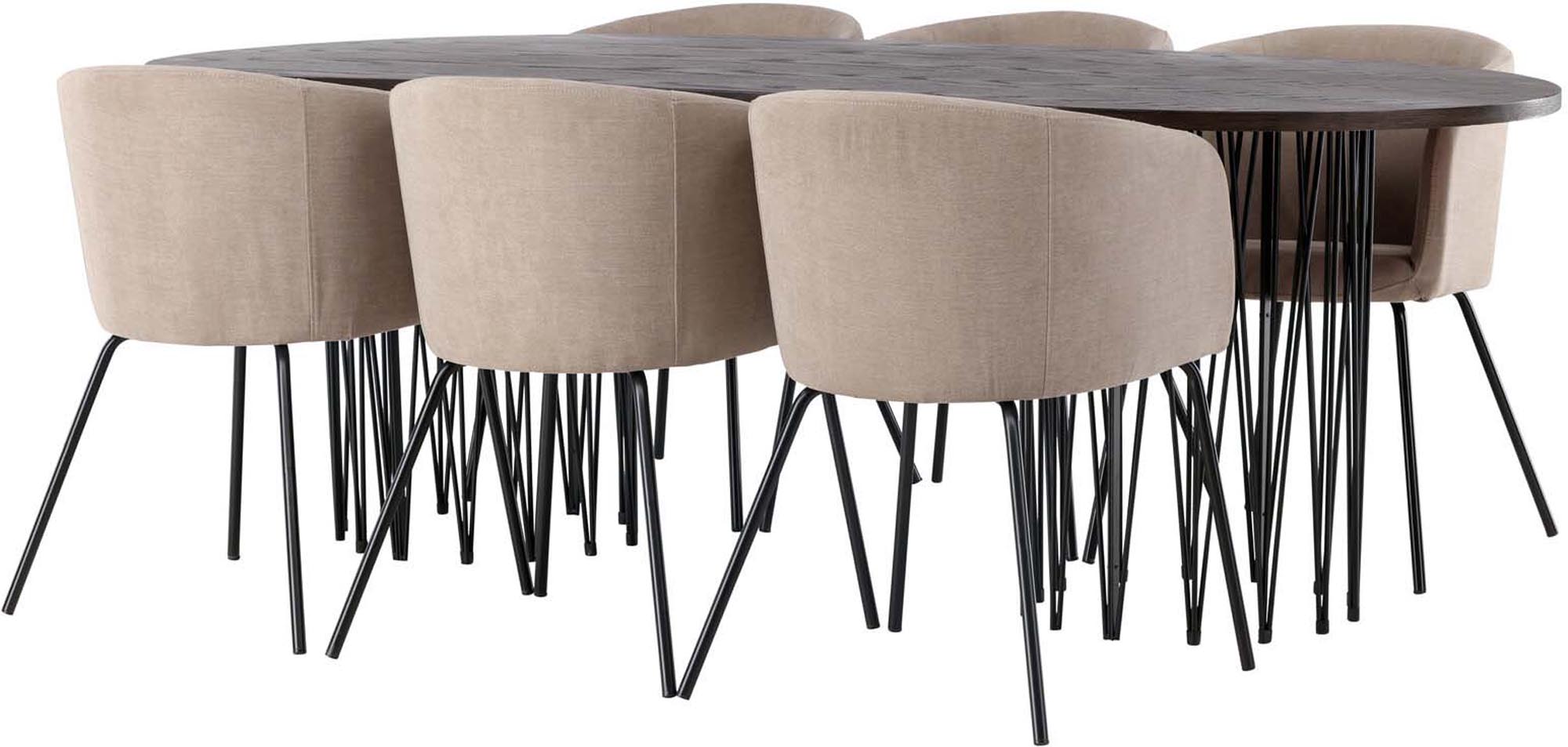 Elegantes Stone Esszimmerset 220cm für gesellige Abende mit 6 Personen. Hochwertige Materialien und modernes Design von Venture Home.