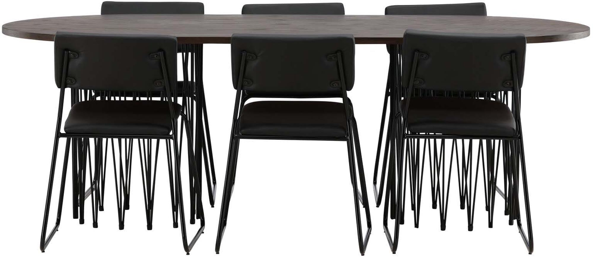 Elegantes Stone Esszimmerset mit 220cm Tisch und 6 Kenth Stühlen.