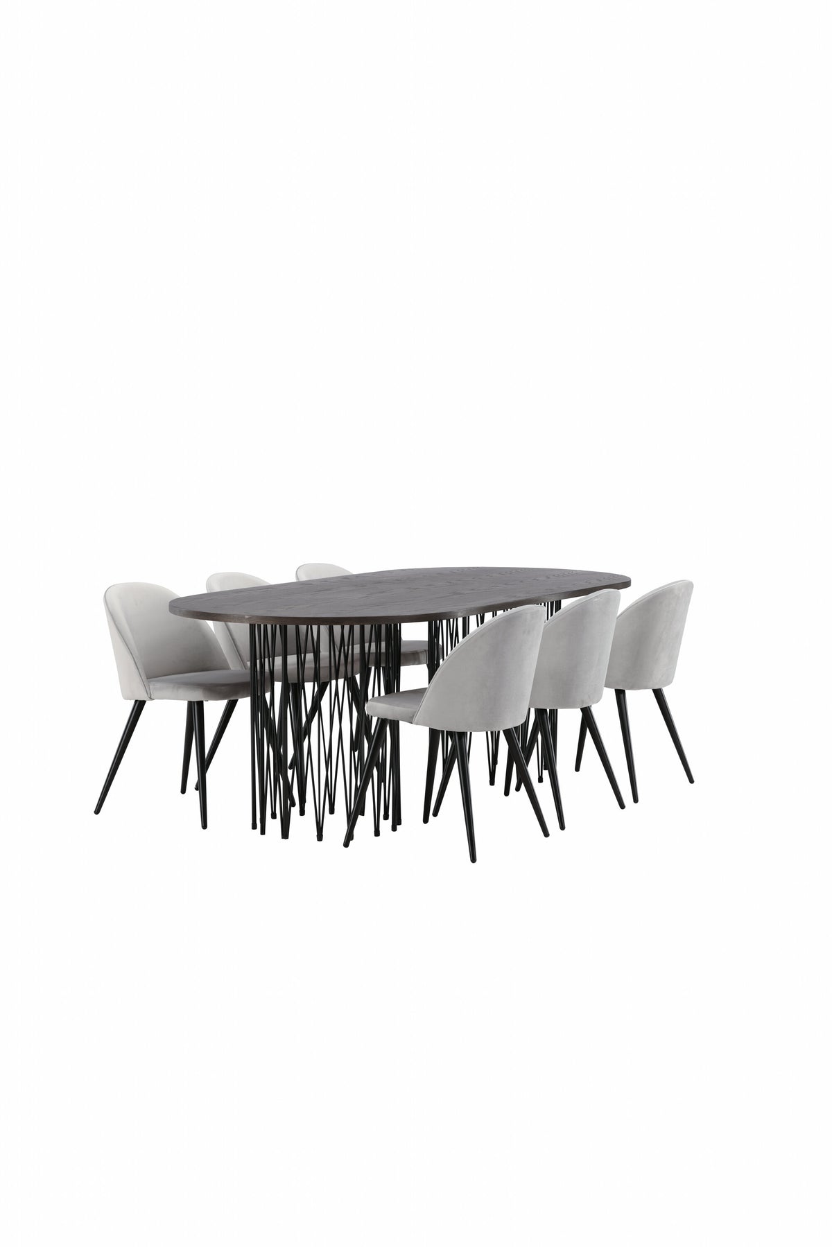 Stone Esszimmerset + Velvet 220cm/6St. in Schwarzgrau präsentiert im Onlineshop von KAQTU Design AG. Esszimmerset ist von Venture Home