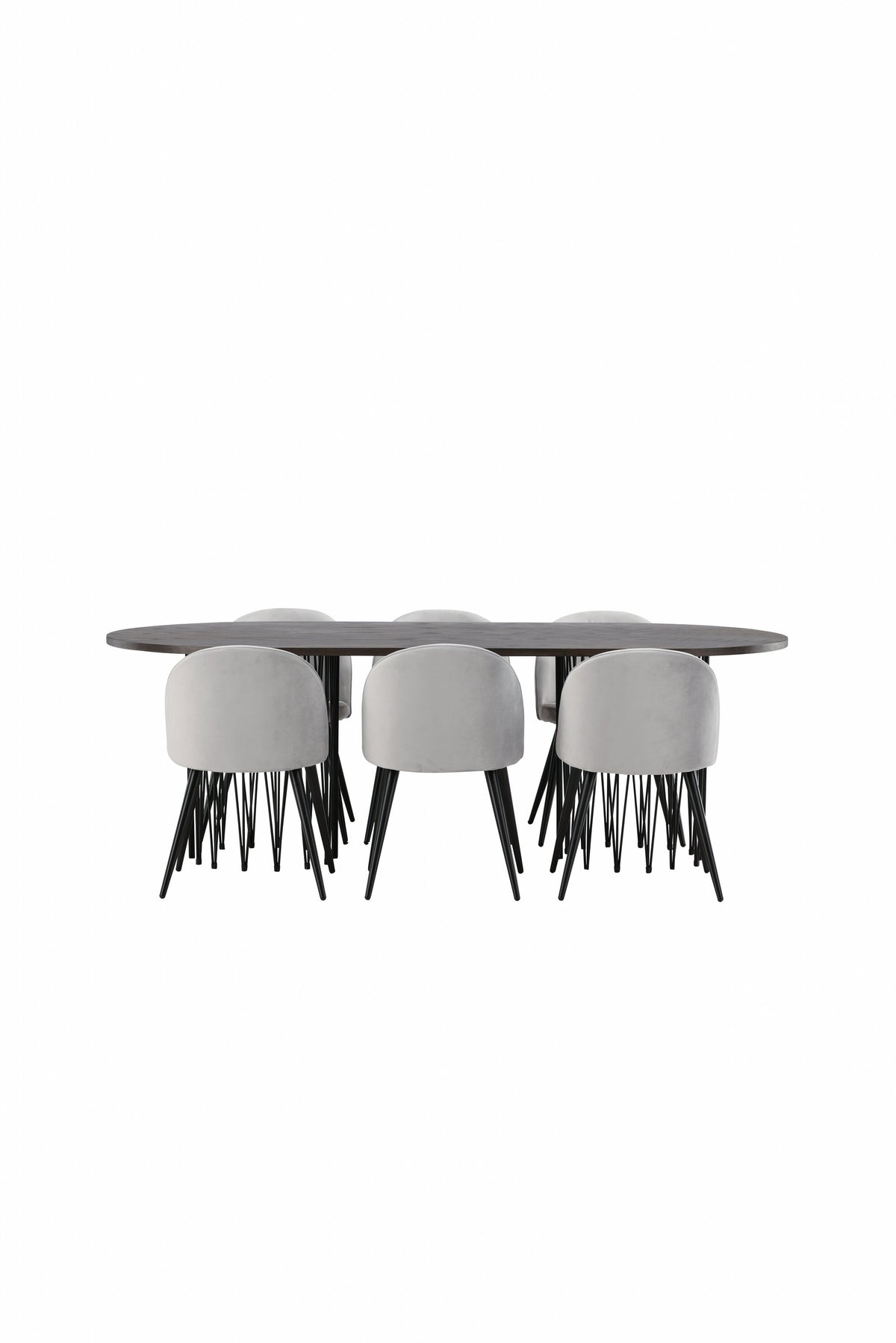 Stone Esszimmerset + Velvet 220cm/6St. in Schwarzgrau präsentiert im Onlineshop von KAQTU Design AG. Esszimmerset ist von Venture Home