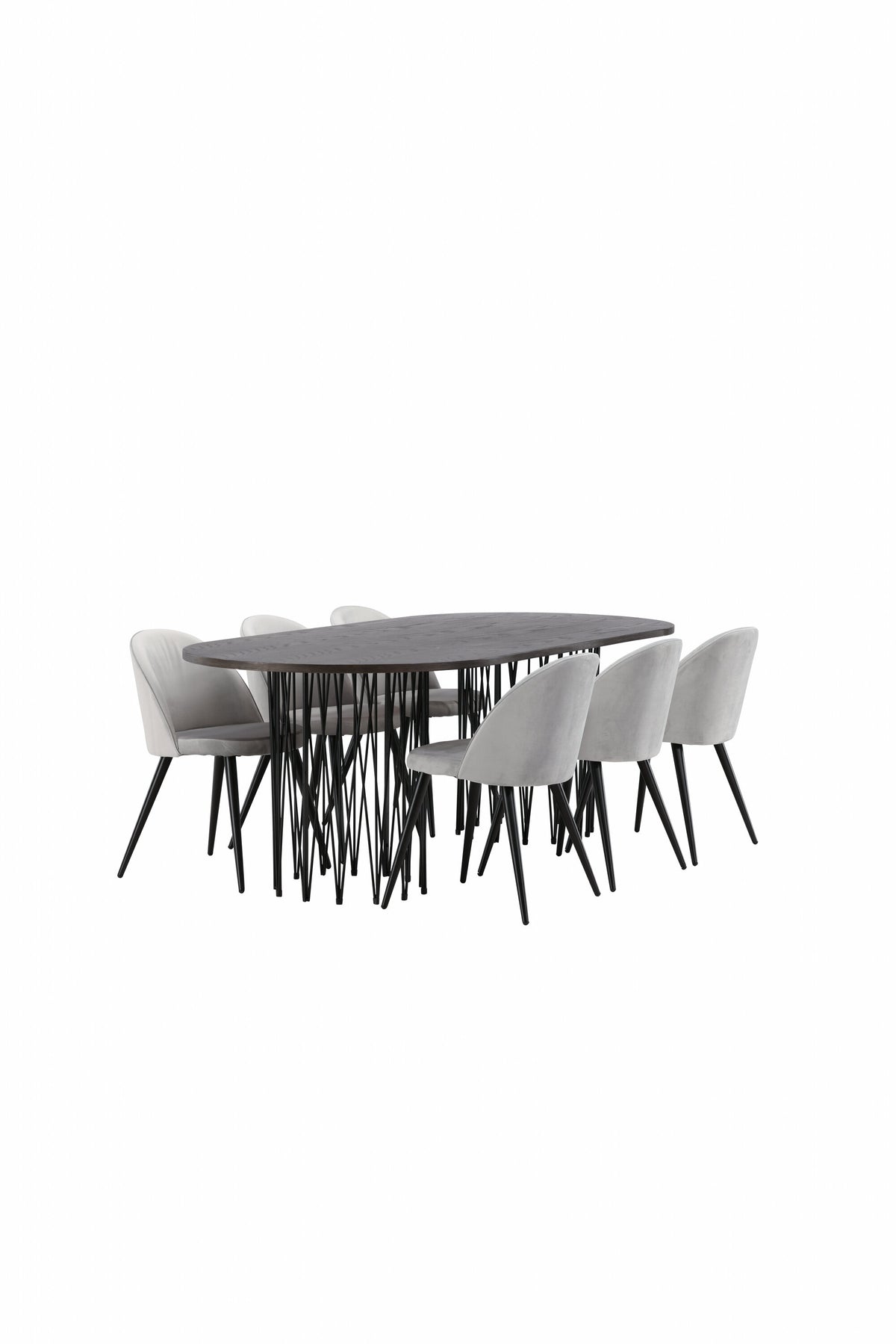 Stone Esszimmerset + Velvet 220cm/6St. in Schwarzgrau präsentiert im Onlineshop von KAQTU Design AG. Esszimmerset ist von Venture Home