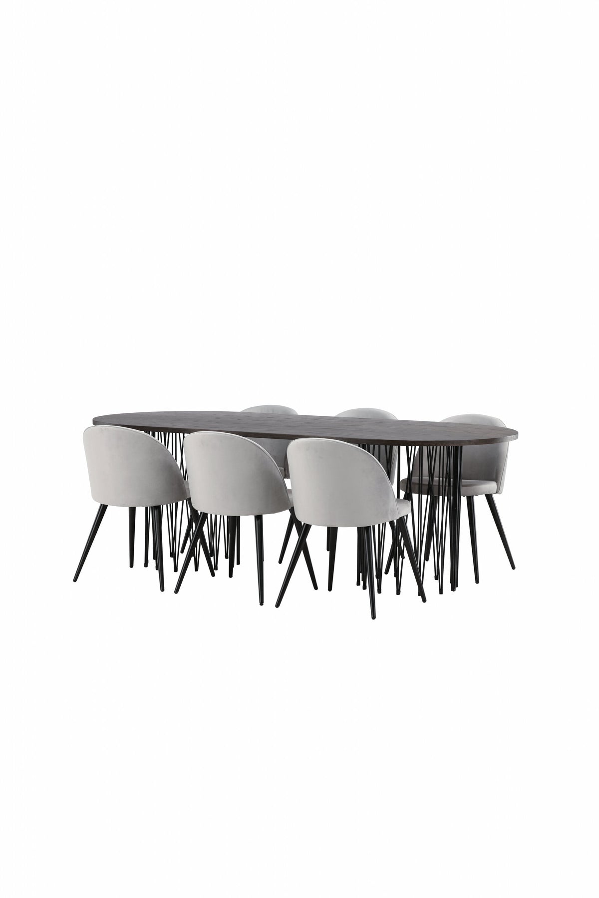 Stone Esszimmerset + Velvet 220cm/6St. in Schwarzgrau präsentiert im Onlineshop von KAQTU Design AG. Esszimmerset ist von Venture Home