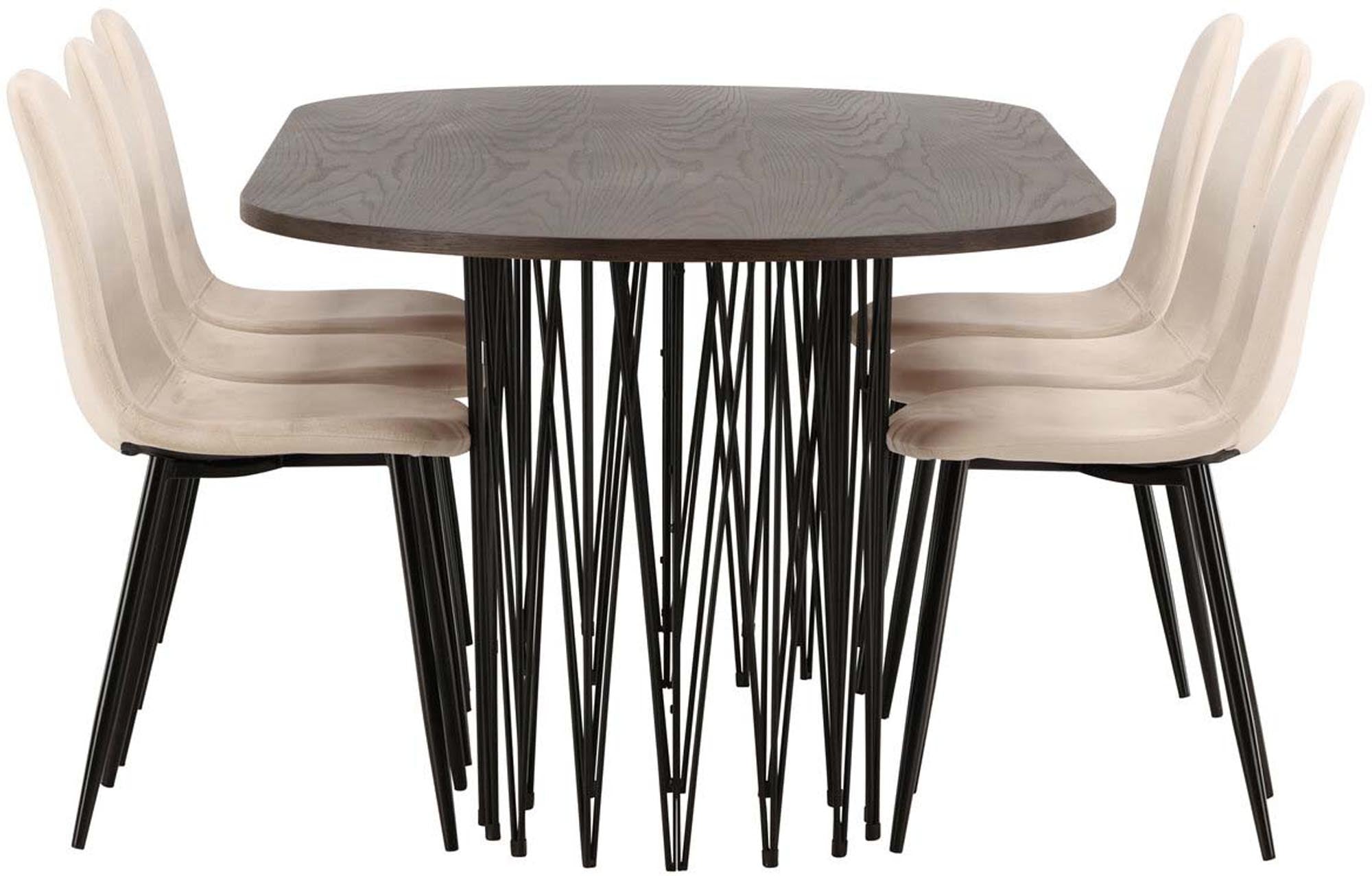 Elegantes Stone Esszimmerset 220cm mit 6 bequemen Polar-Stühlen von Venture Home. Perfekt für stilvolle Dinner und gesellige Runden.